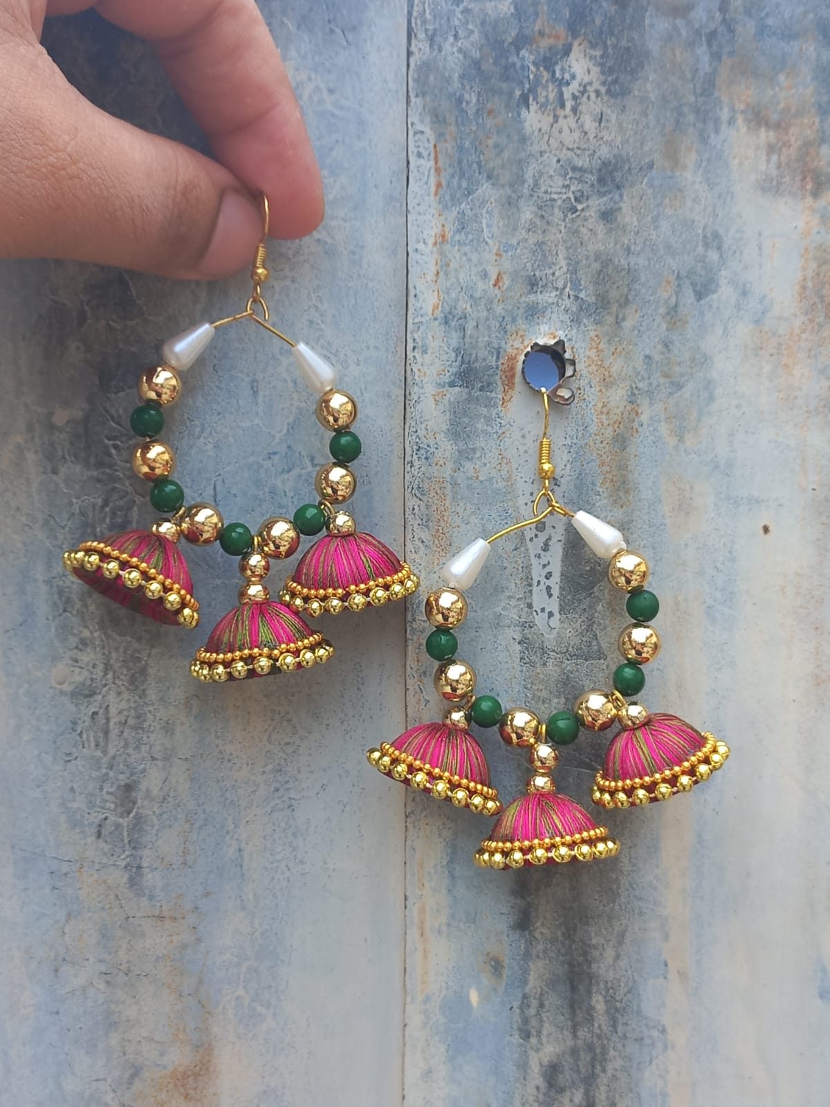 Silk deals thread earrings