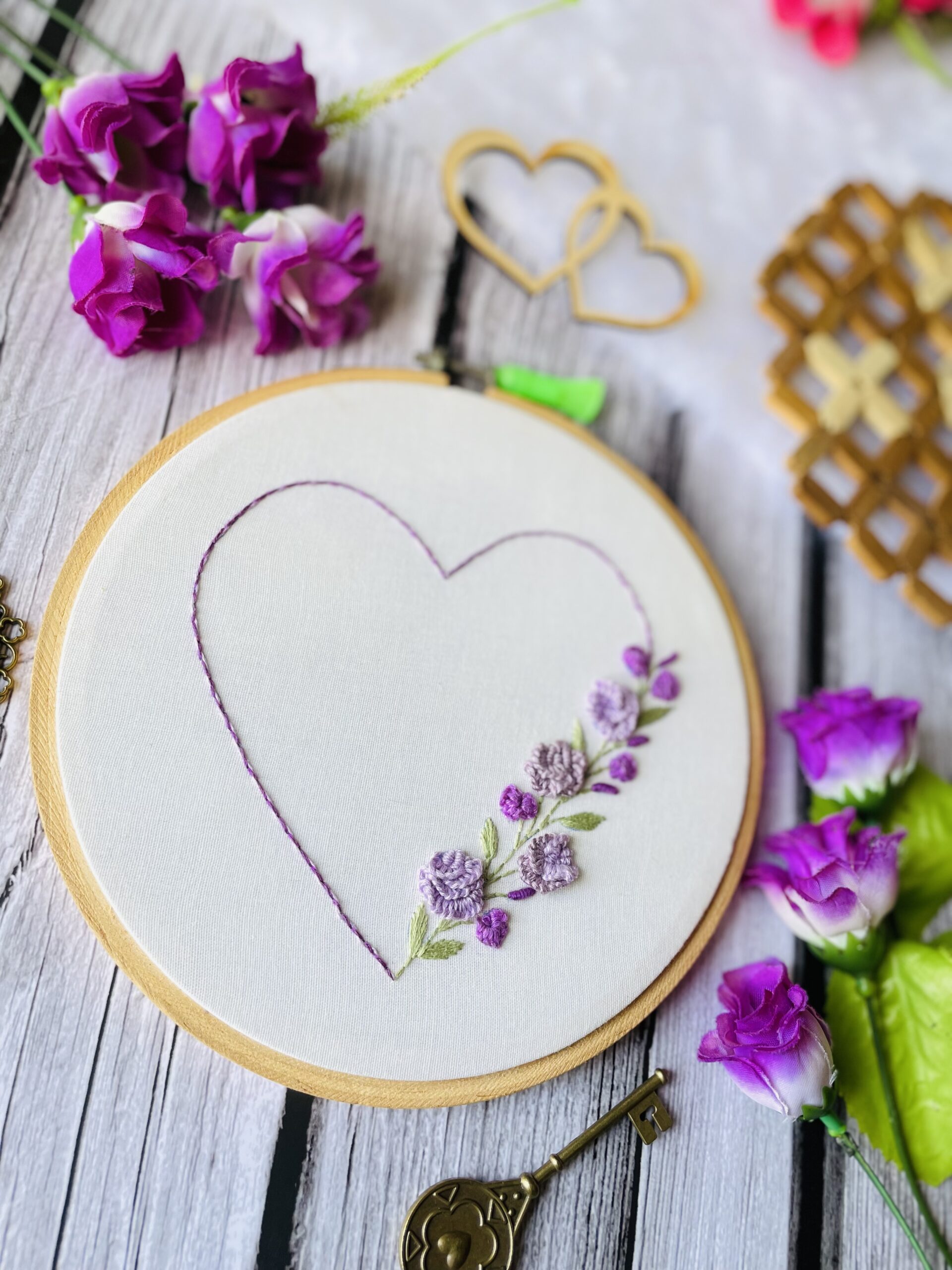 Floral Heart shape Embroidery design - Scoop My Art