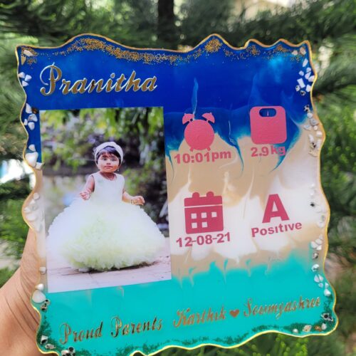 New Born Baby Resin Photo Frame | Resin Baby Frame | Baby Detail Resin Frame
