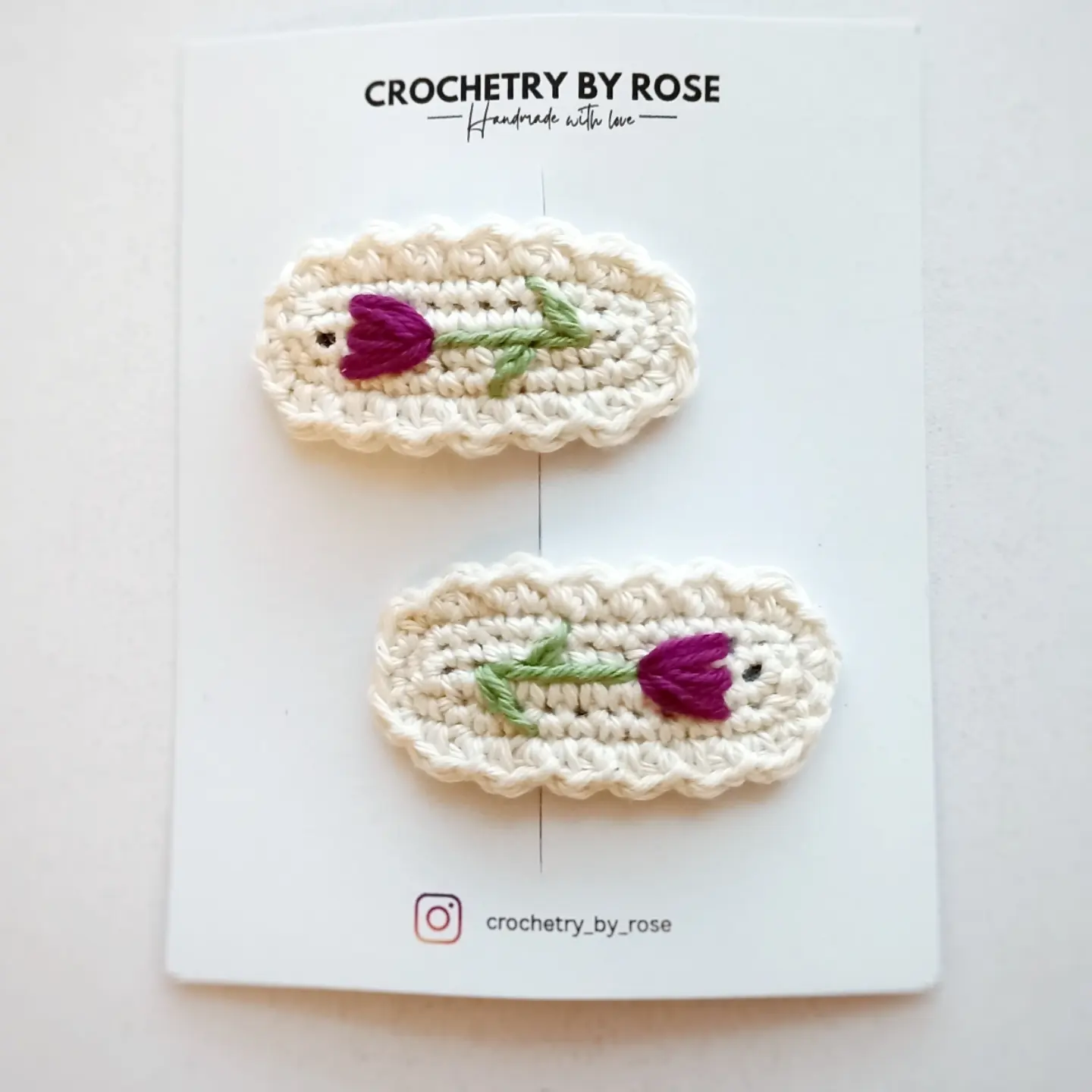 Crochet Tulip Hair Clips (Set of 2) - Scoop My Art