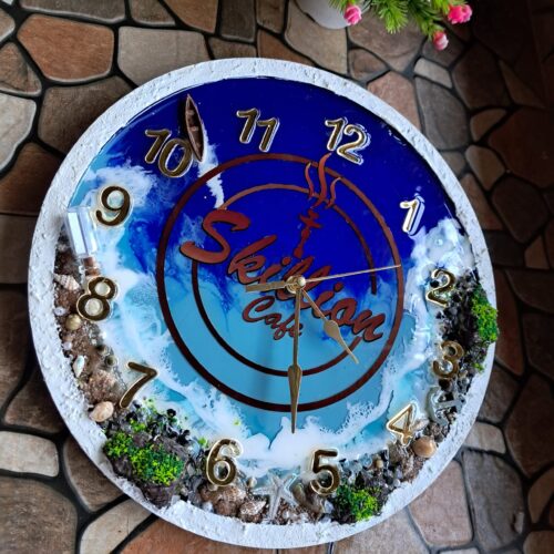 Blue Sea theme Wall Clock with Logo