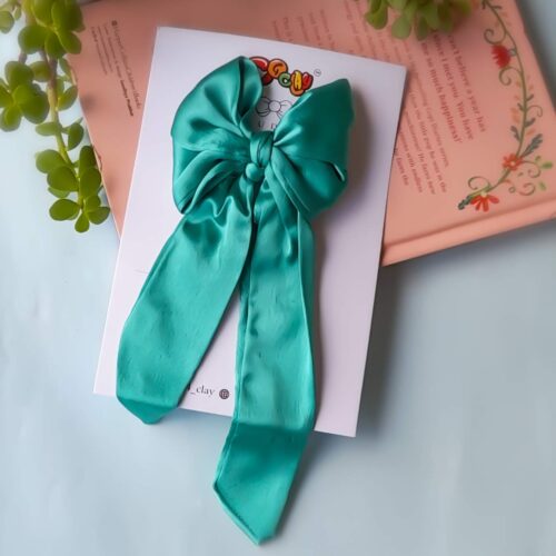 Turquoise Pigtail Bow