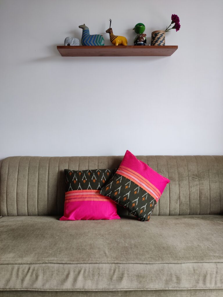 Cushion covers pink and ikat