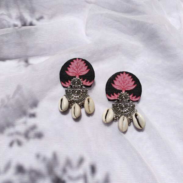 Ajrakh fabric earrings Scoop My Art