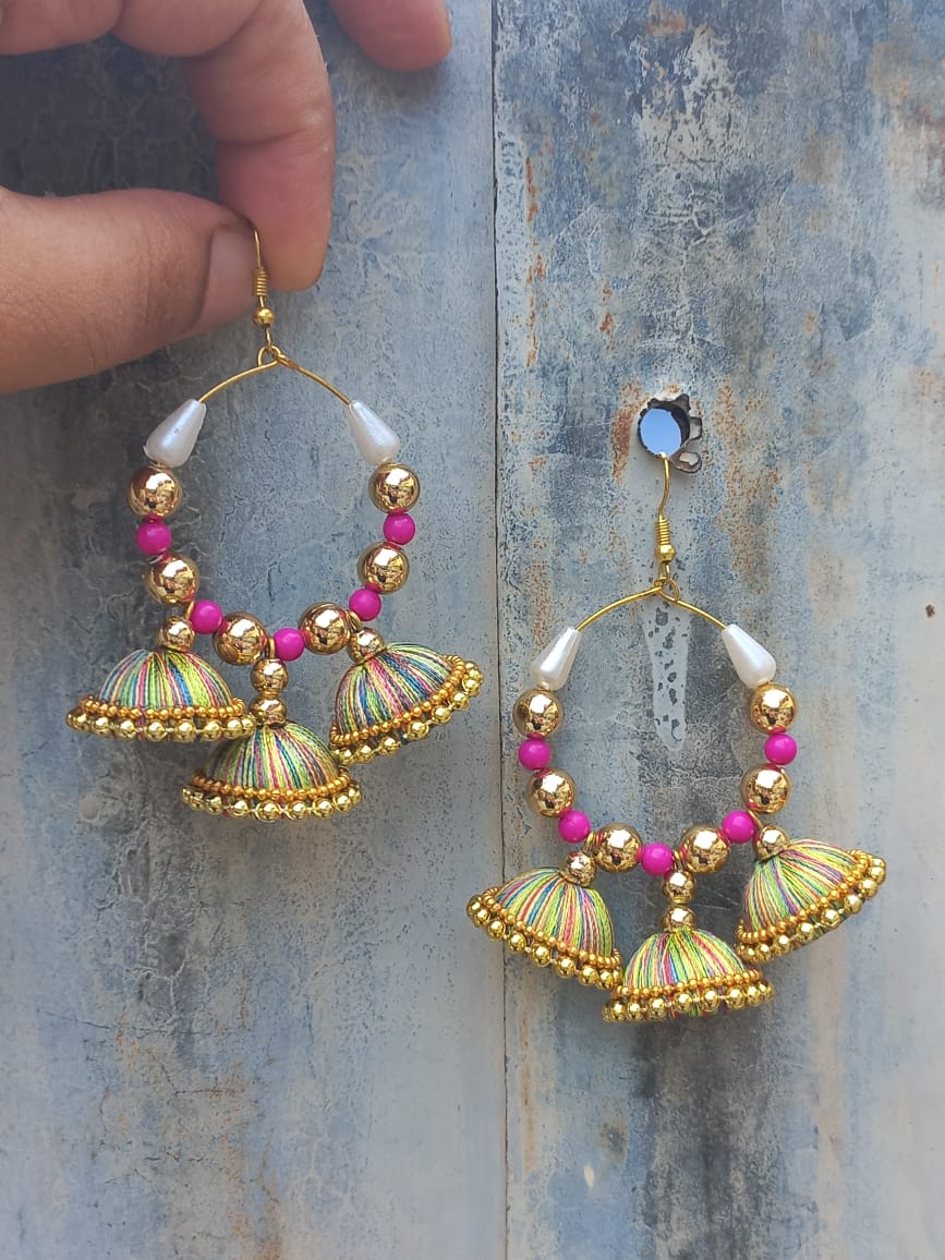 Shop Rubans 24K Gold Plated Handcrafted Kundan & Enamel with White Pearls  Chand Bali Earrings Online at Rubans