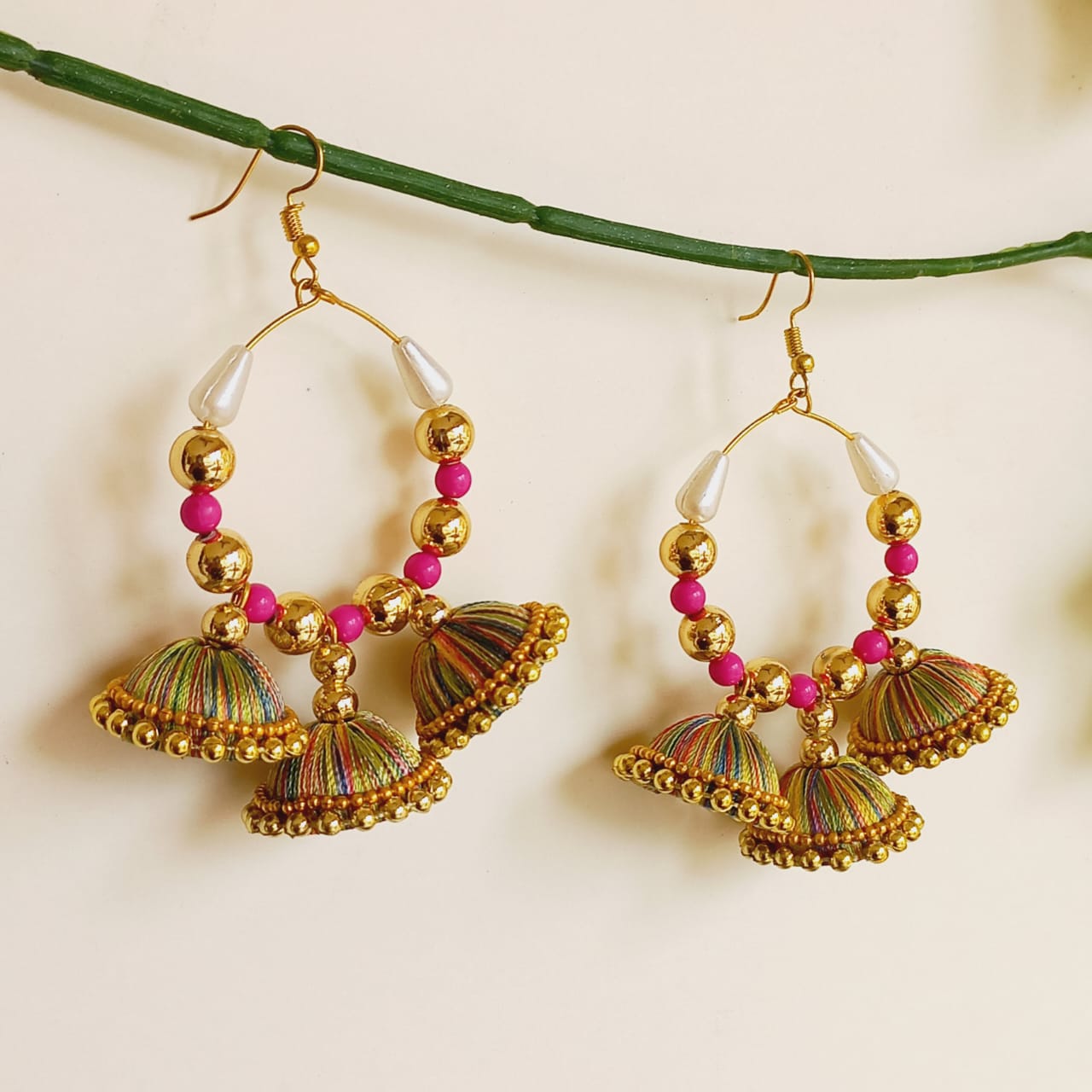 Beautiful Multi Big Bali Pachi Jhumka - DREAMJWELL - 2301932