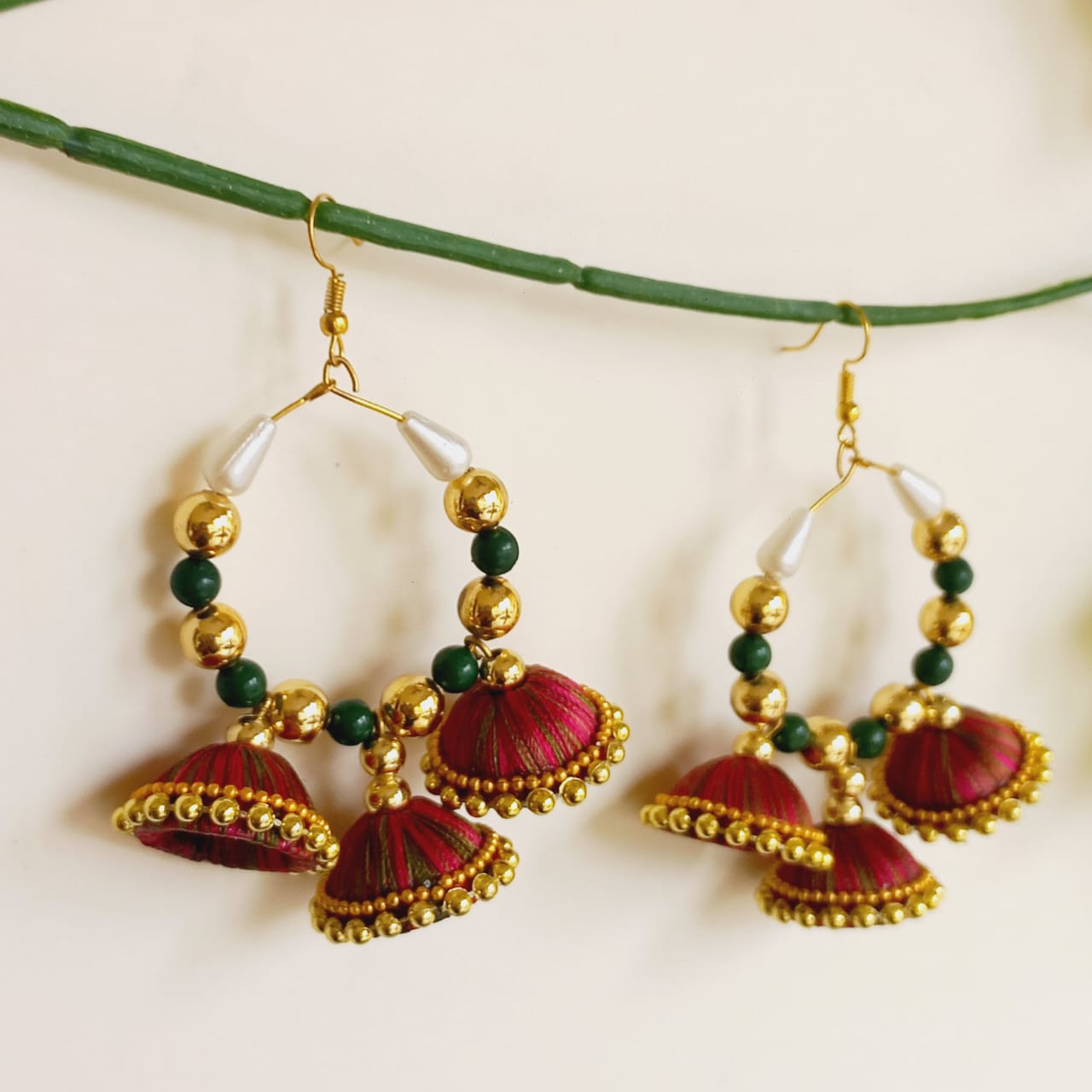 Silk Thread Jhumkas / Silk Jhumkas / Silk Thread Jhumka /Silk Thread  Earrings – Khushi Handicrafts