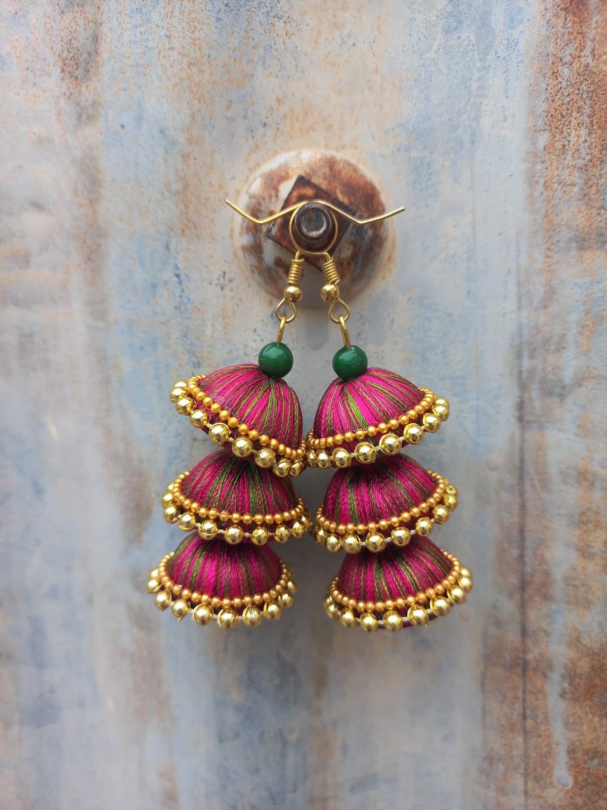 Shopsyin  Buy Sanj Combo of two pair silk thread jhumka earrings for girl   women Pearl Fabric Jhumki Earring Online at Best Prices in India