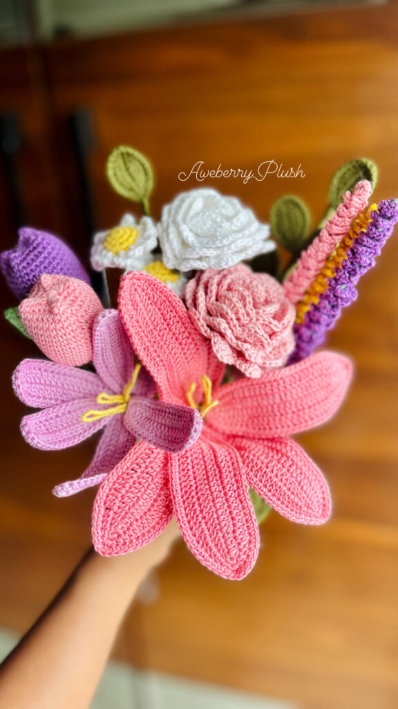 Crochet forever flower bouquet - mix pastels