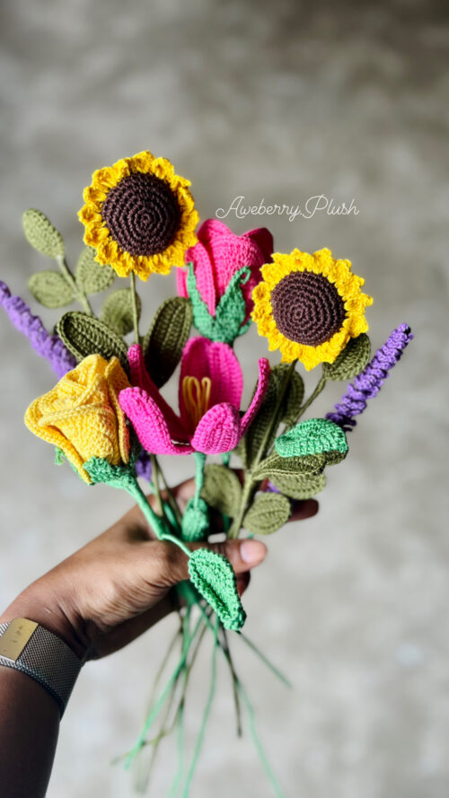 Crochet flower bouquet mix