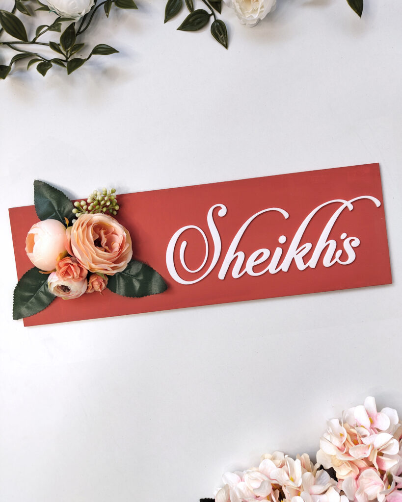 Nameplate floral home decor