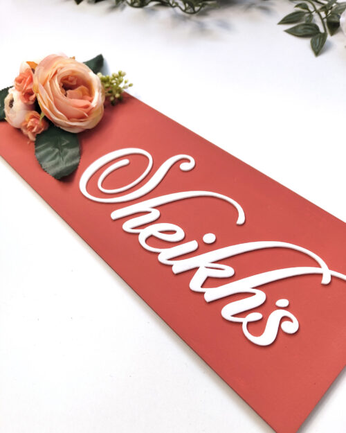 Personalised Home Decor Floral Namesign