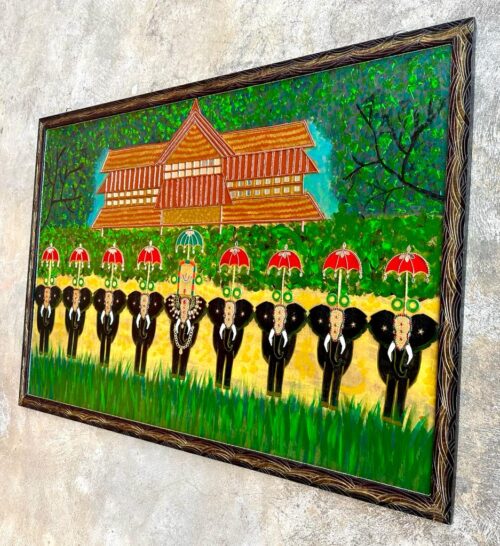 KERALA Thrissur POORAM festival on MDF board, framed 3D art painting - Image 2
