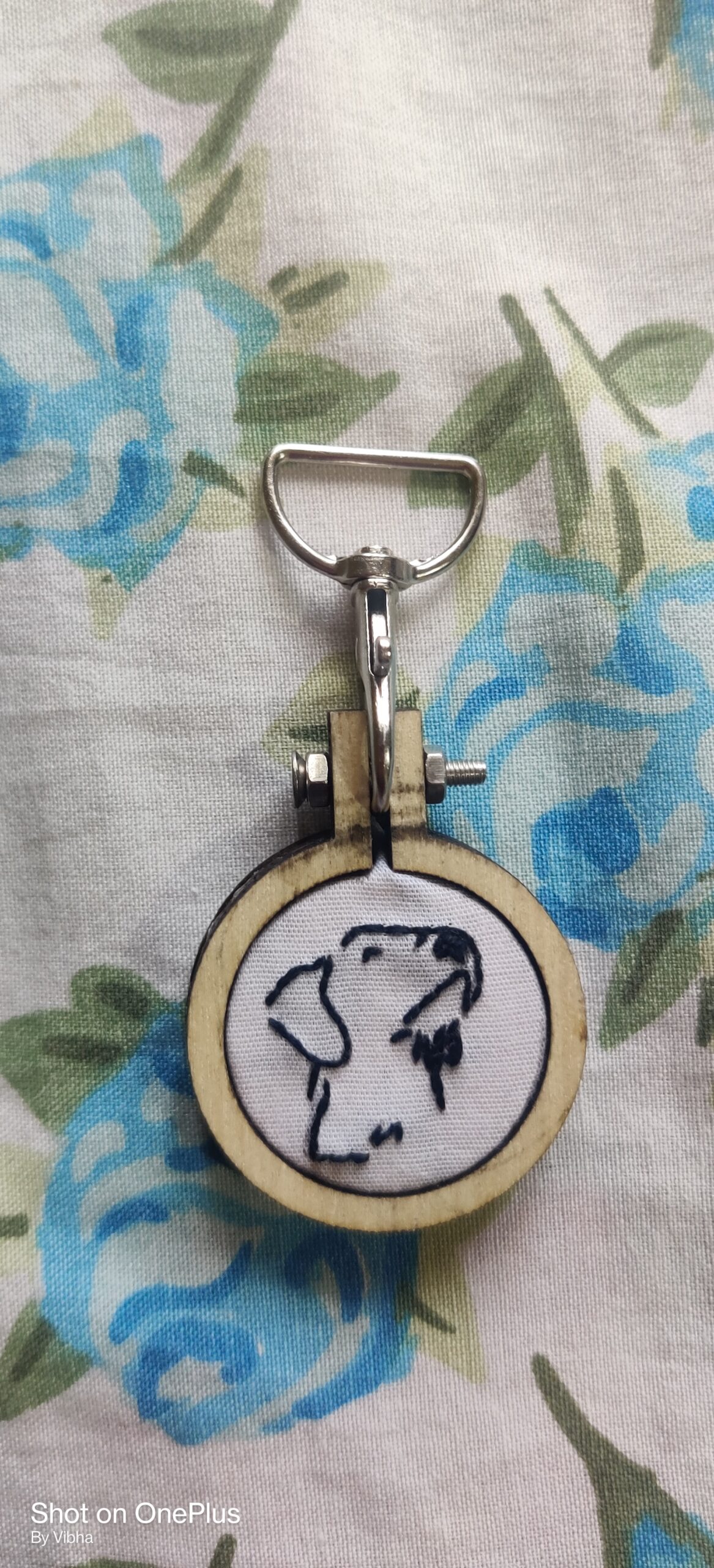 Mini Hoop Pet Embroidery Keychain | Handmade Dog Keychain
