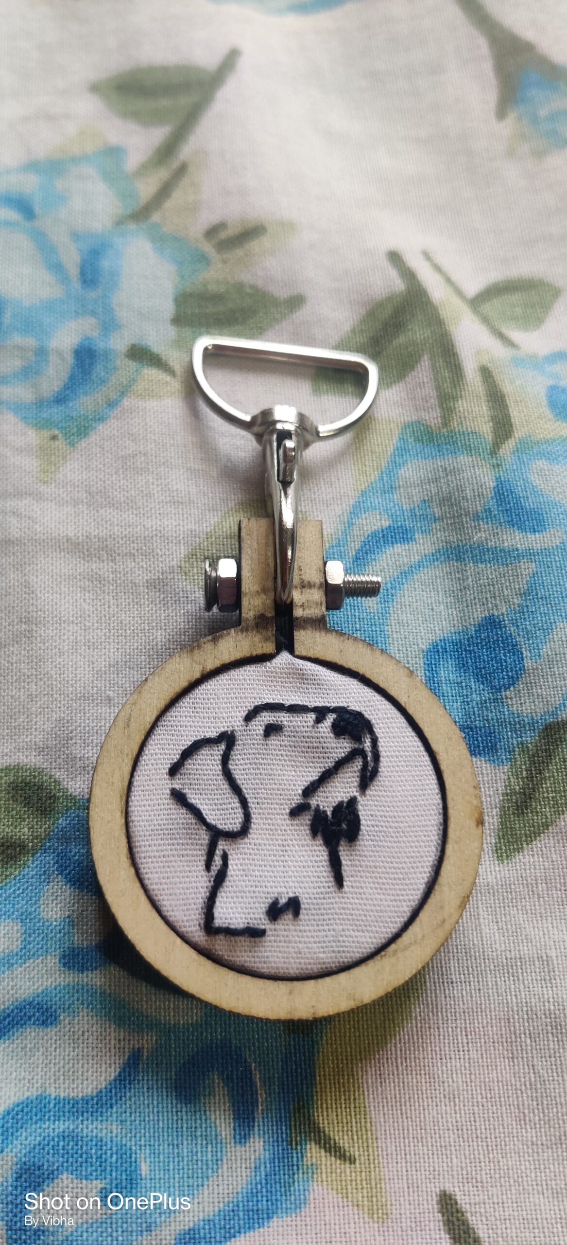 Mini Hoop Pet Embroidery Keychain | Handmade Dog Keychain - Image 2