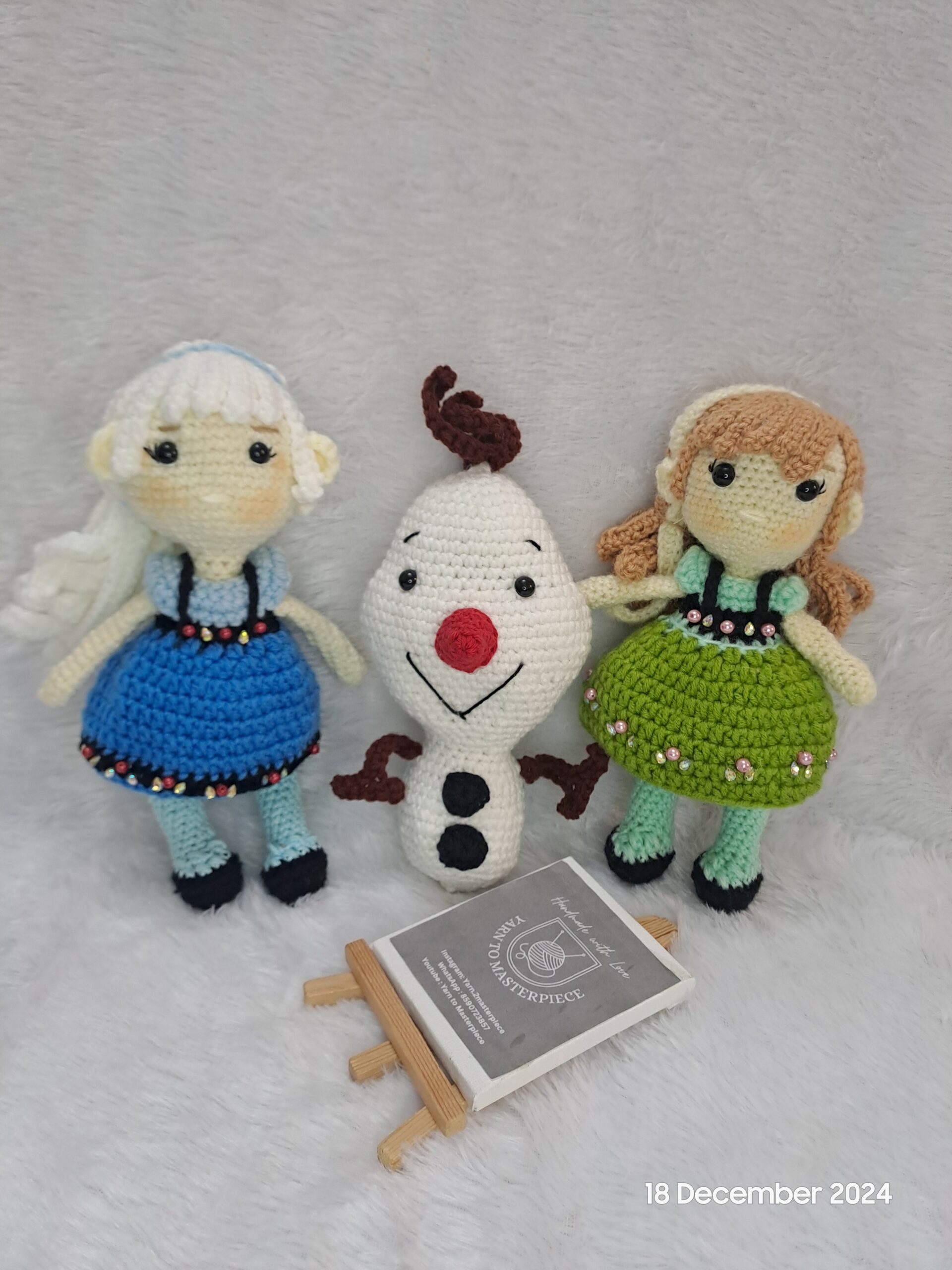 Crochet Disney frozen soft toy set / Crochet Elsa,Anna and Olaf snowman set - Image 3