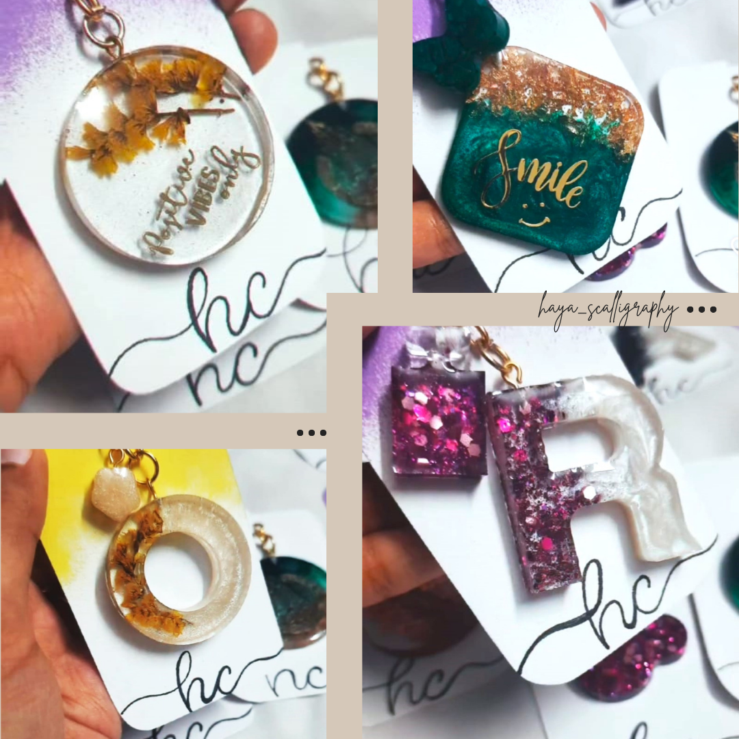 Resin Keychains- Shapes - Set of 2