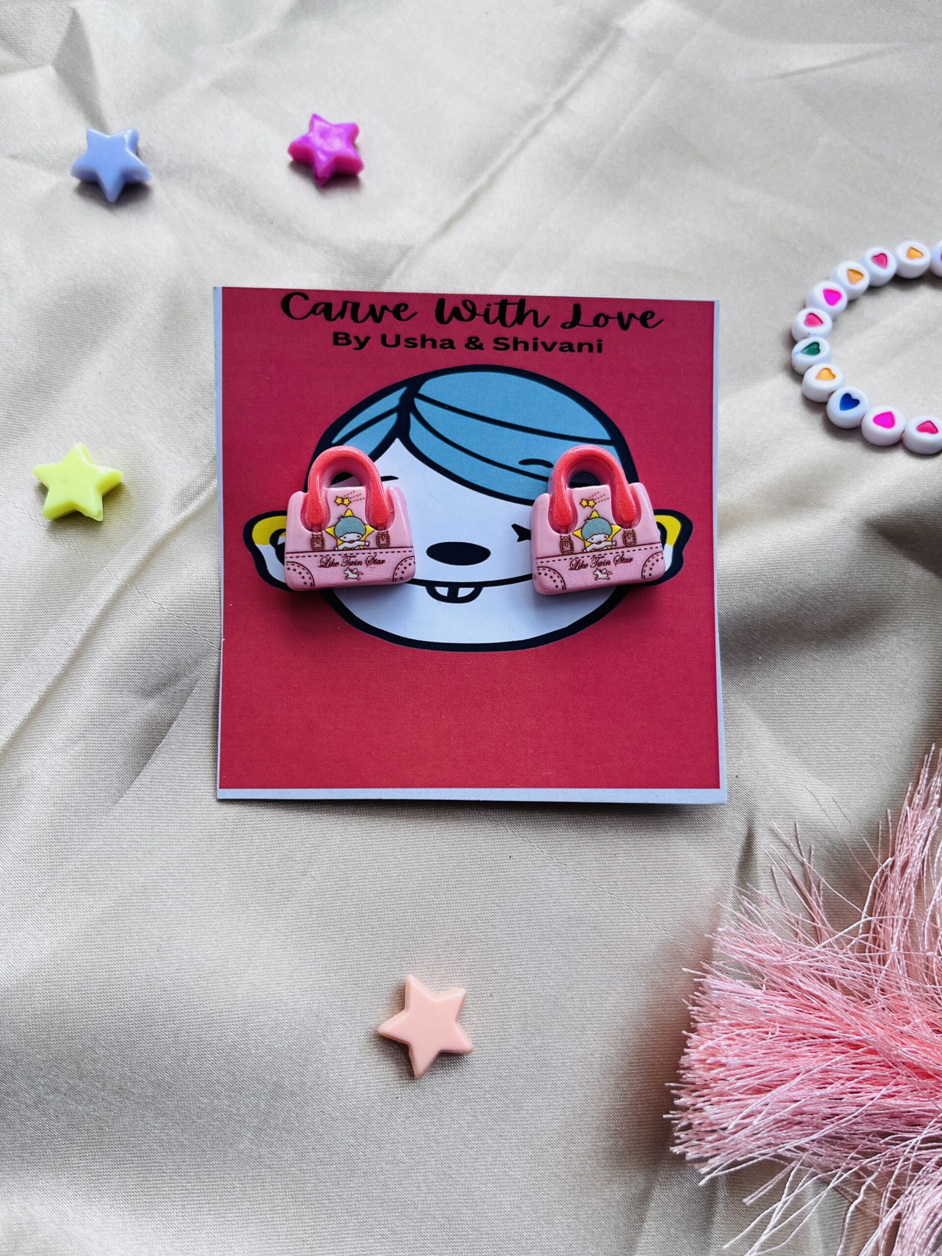 Resin purse earrings | Handmade Resin Earrings | Resin Studs - Image 4