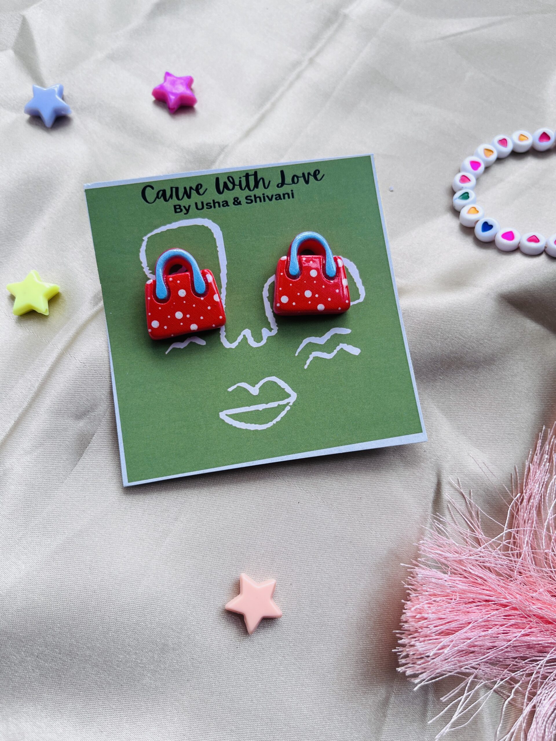 Resin purse earrings | Handmade Resin Earrings | Resin Studs - Image 2