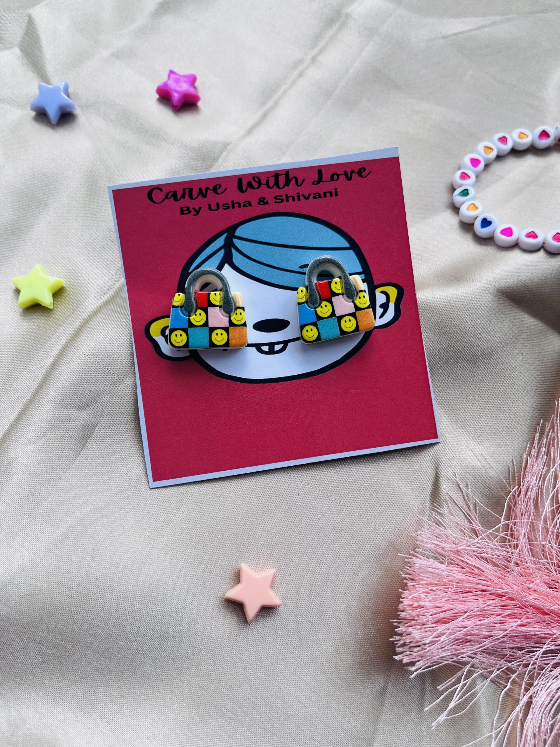 Resin purse earrings | Handmade Resin Earrings | Resin Studs - Image 3