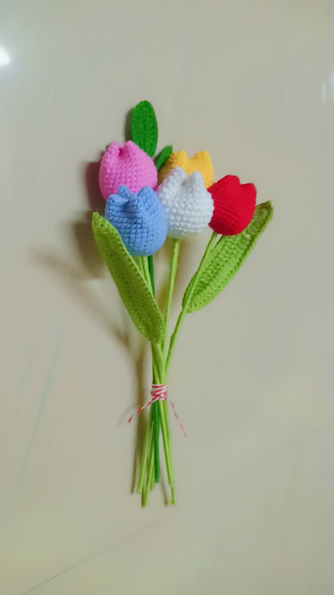 Crochet Tulip bouquet - Set of 5 Flowers | Handmade | Crochet Flowers for Every Occasion - Image 3