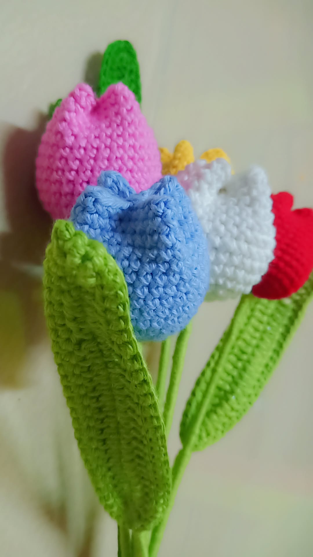 Crochet Tulip bouquet - Set of 5 Flowers | Handmade | Crochet Flowers for Every Occasion - Image 2
