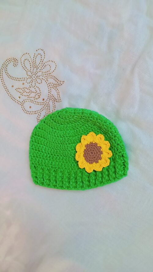 Sunflower Newborn Photography Crochet Outfit Costume (0 to 3M) | Soft Crochet beanie and booties set | Crochet Baby Photo Prop Set - Image 4