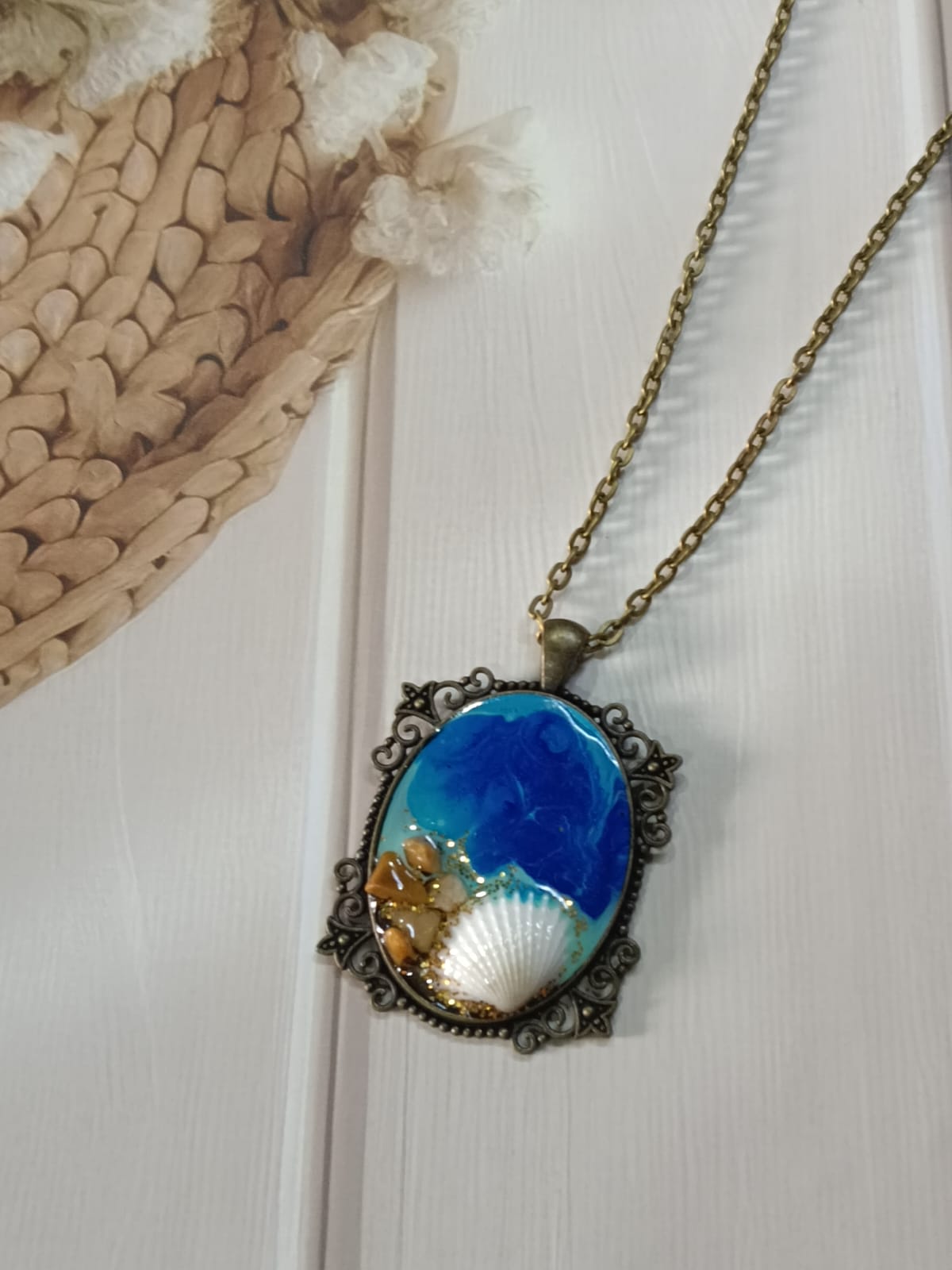 Ocean pendant, Seashell pendant, Pendant set,ocean lovers pendant | resin ocean pendant | boho ocean pendant