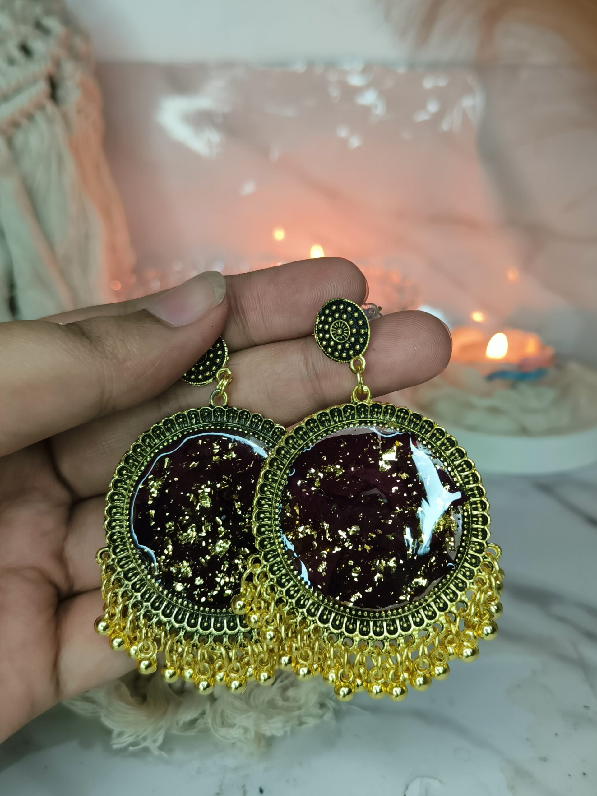 Rose petal preserved jhumka earrings | Real Rose Petal Jhumka | Resin Jhumka Earrings