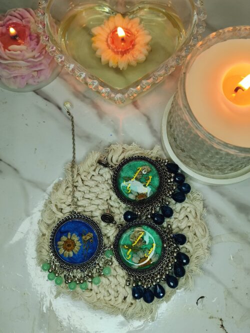 Customized Resin jhumka Earrings | Floral Resin Jhumka | Resin Earrings - Image 2