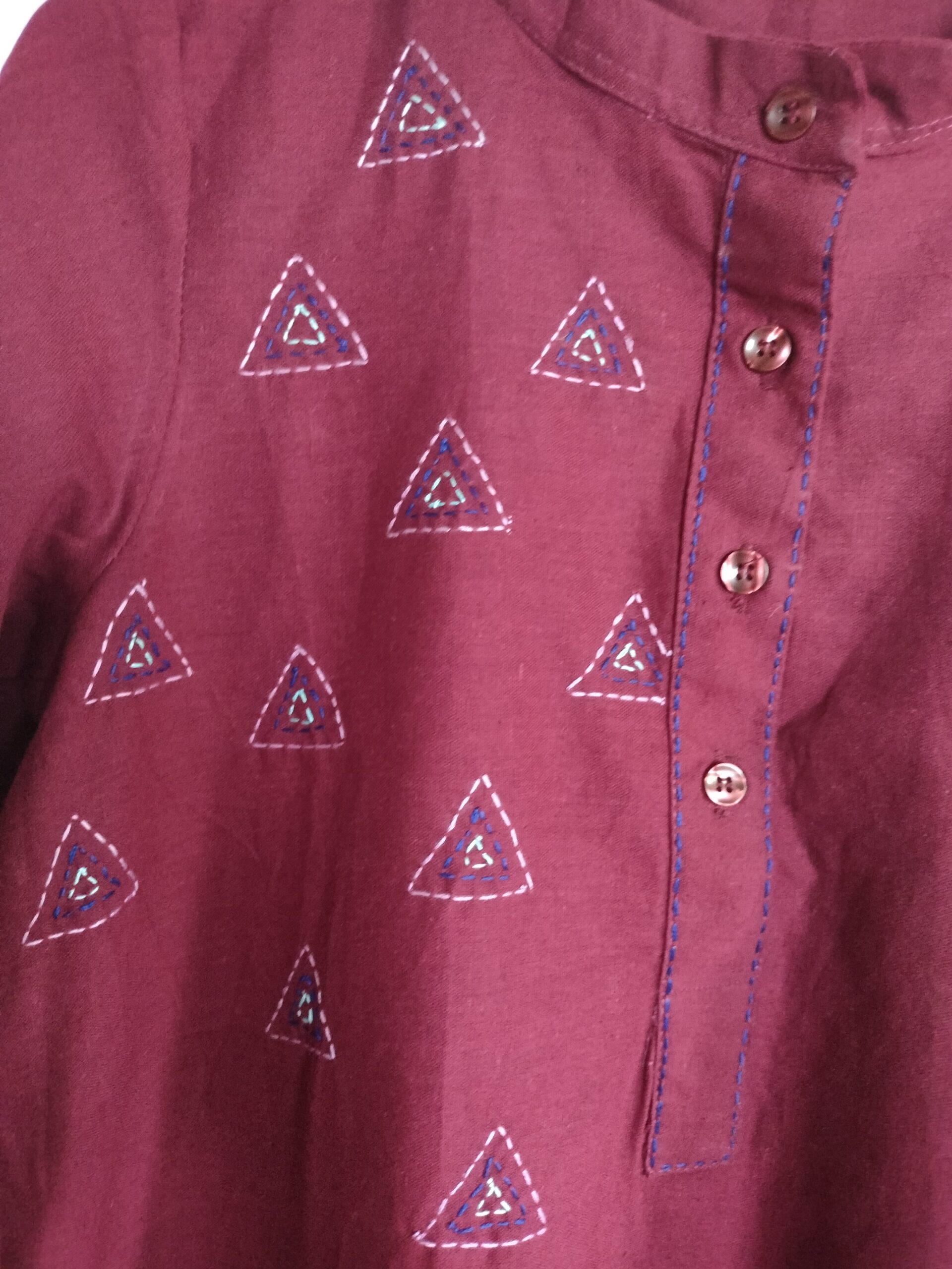 Size M cotton flex hand embroidered Maroon Kurta | Hand Embroidered Kurta Women | Cotton Kurta - Image 4