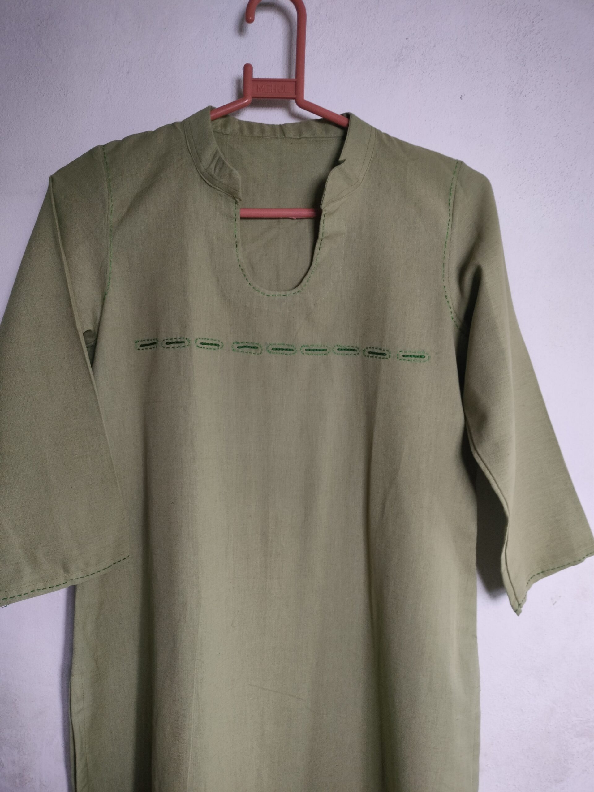 Size S cotton flex hand embroidered light Pista green Kurta | Hand Embroidered Kurta Women | Cotton Kurta - Image 2