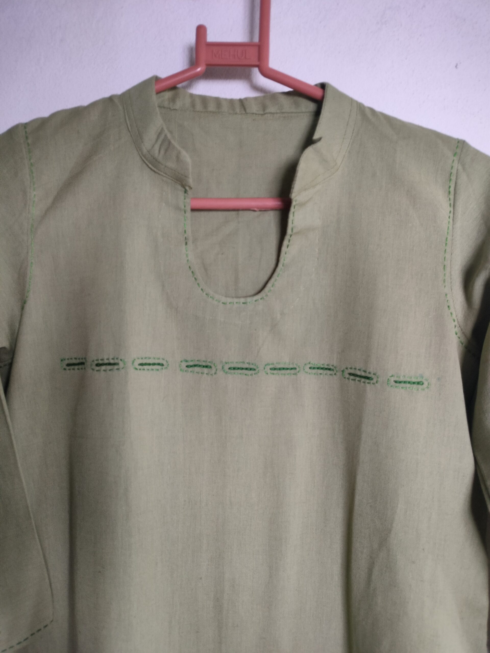 Size S cotton flex hand embroidered light Pista green Kurta | Hand Embroidered Kurta Women | Cotton Kurta - Image 3