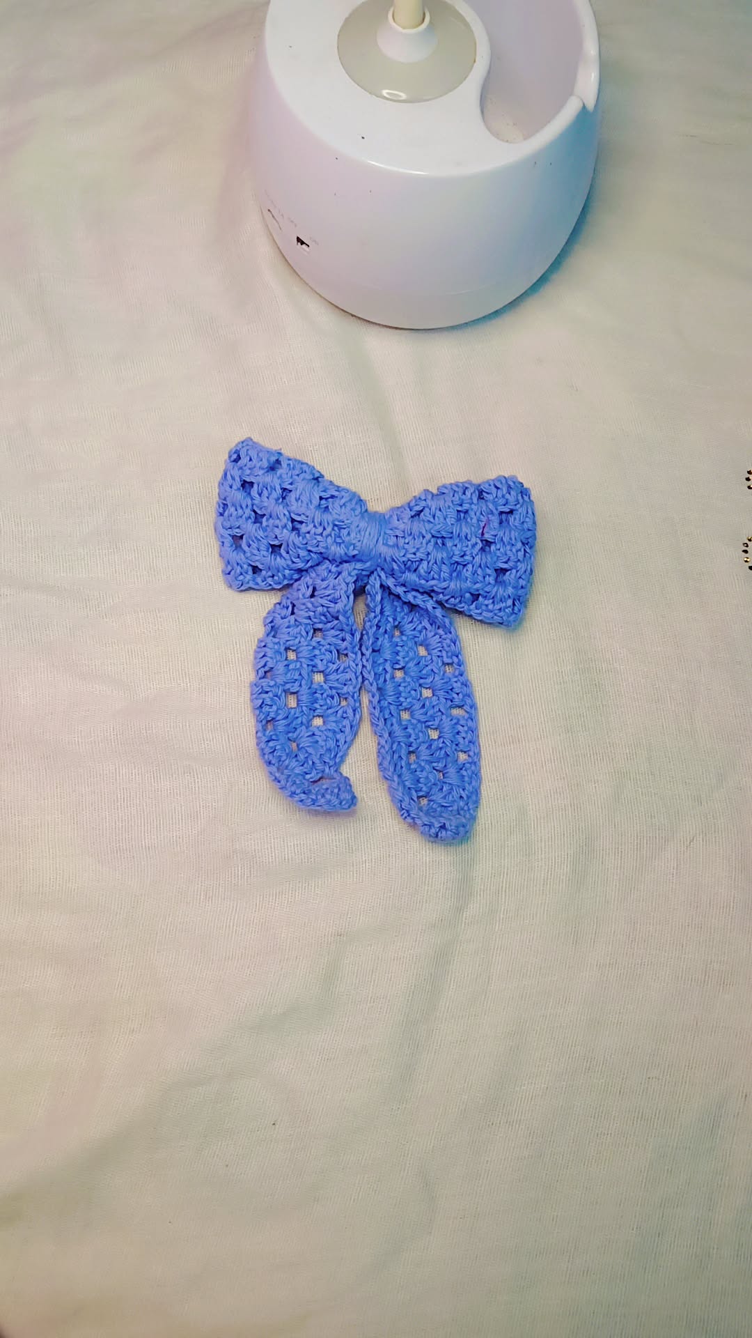 Bow hair tie (blue shade) medium size | Handmade Crochet Big Hair Bow Tie | Women's Hair Bow