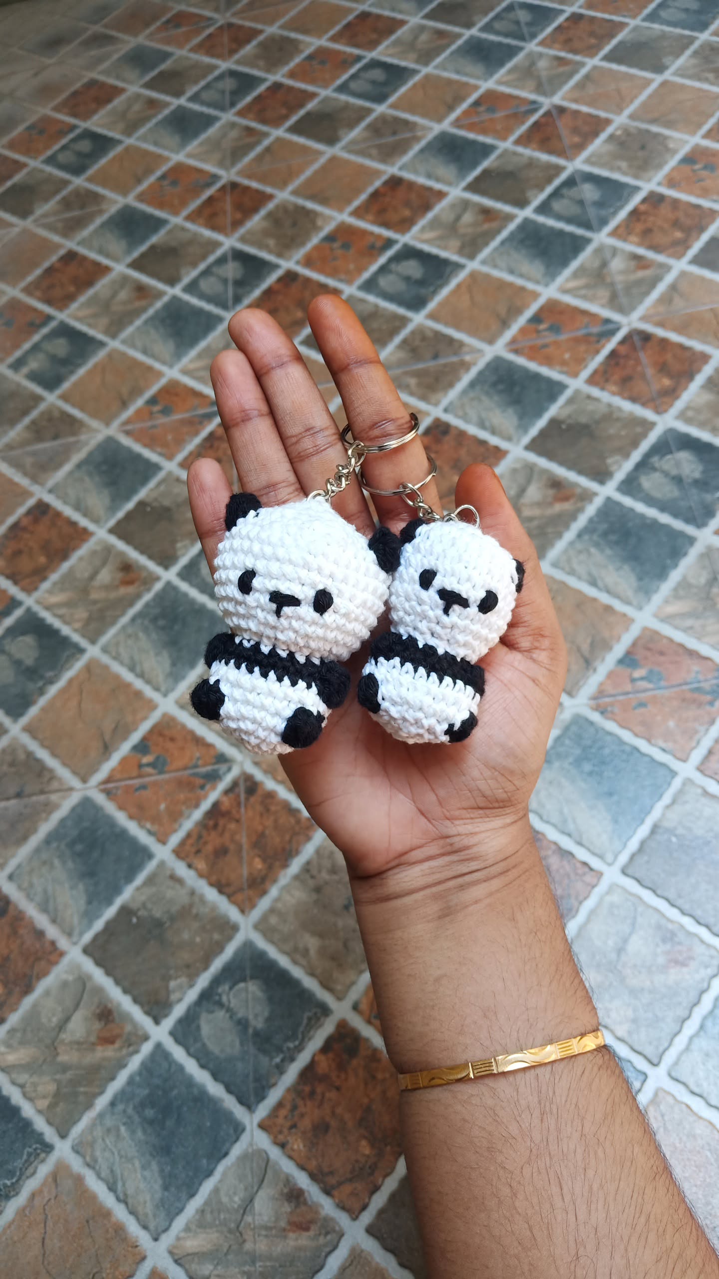 Crochet Panda Keychain/Bag Charm | Handmade Crocheted Panda Keychain | Cute Panda Keychain - Image 2