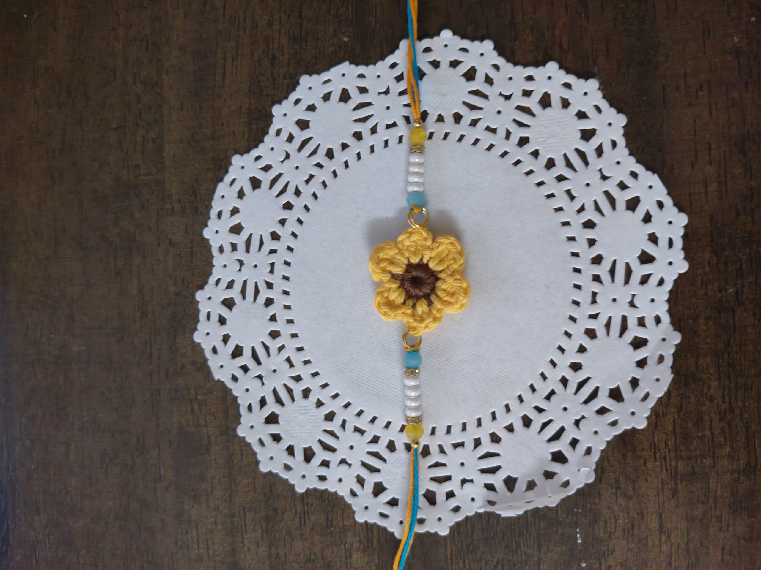 Handmade Crochet Rakhi – Soft, skin-friendly, eco-conscious, and uniquely designed – perfect for brothers, bhabhis, and kids - Image 2