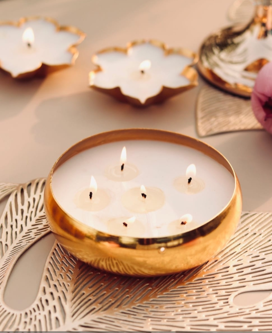 Hammered urli bowl candle | Home Decor | Scented Candle