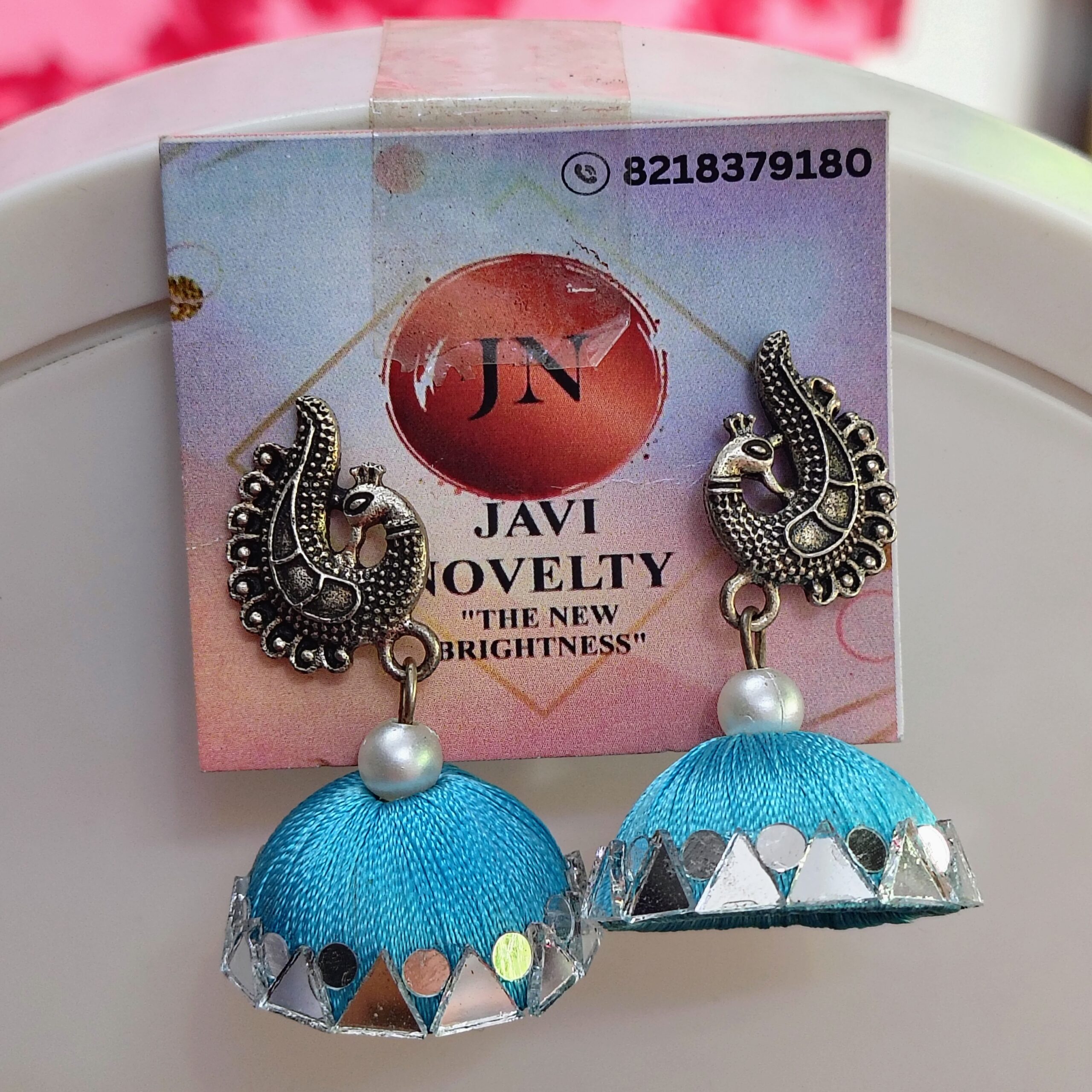 Traditional Green shade Silk Thread Jhumka Earrings with Antique Peacock Motif – Javi Novelty, Handmade Bareilly wale jhumke