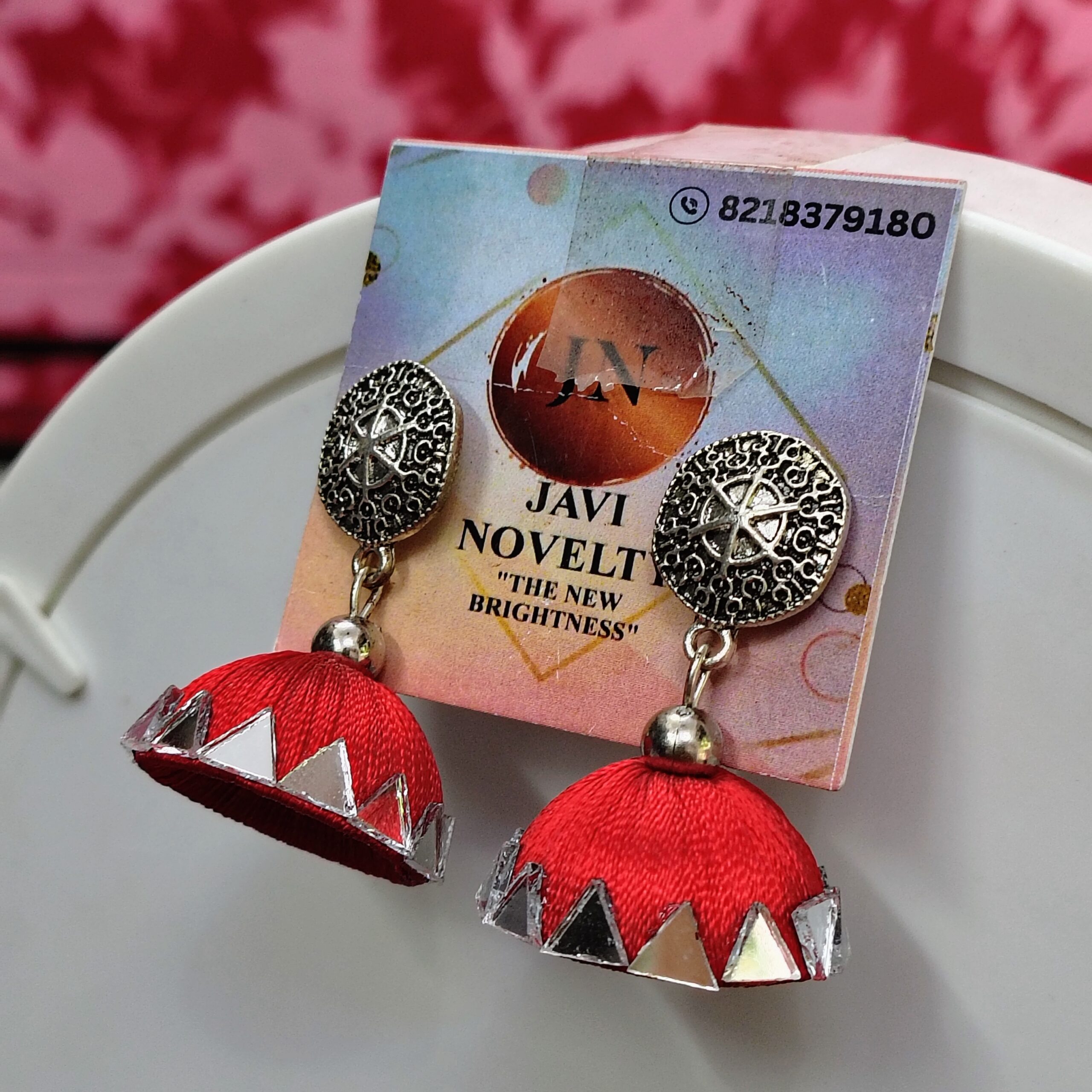 Purple Silk Thread Jhumka Earrings with Mirror Work – Traditional Ethnic Festive Jewelry by Javi Novlty, handmade Bareilly Wale jhumke - Image 6