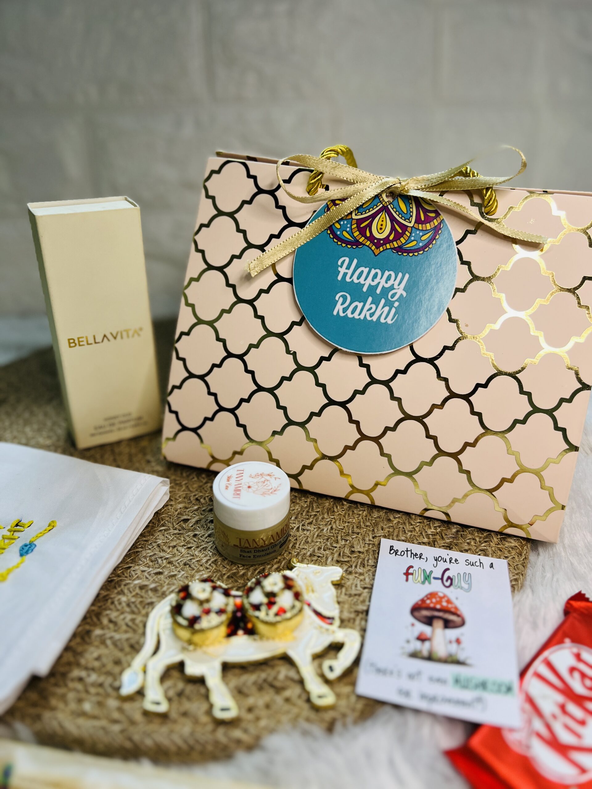 Pastel peach Triangle bag Rakhi Hamper for Brother | Sister | Bhaiya-bhabhi | Kids | Rakhi Gift Hamper | Love Rakhi Hamper | Rakhi Gift Box - Image 4