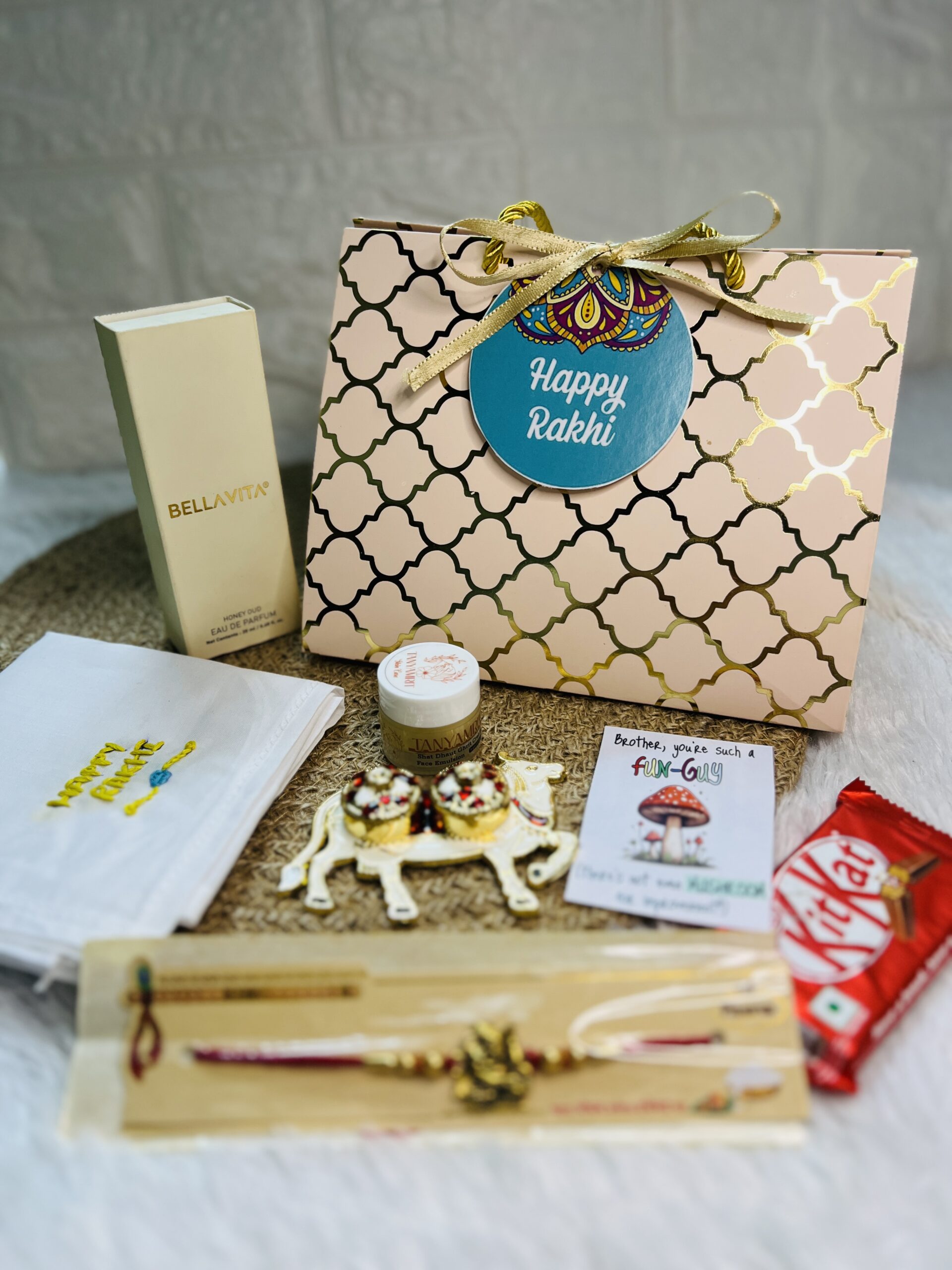 Pastel peach Triangle bag Rakhi Hamper for Brother | Sister | Bhaiya-bhabhi | Kids | Rakhi Gift Hamper | Love Rakhi Hamper | Rakhi Gift Box - Image 3