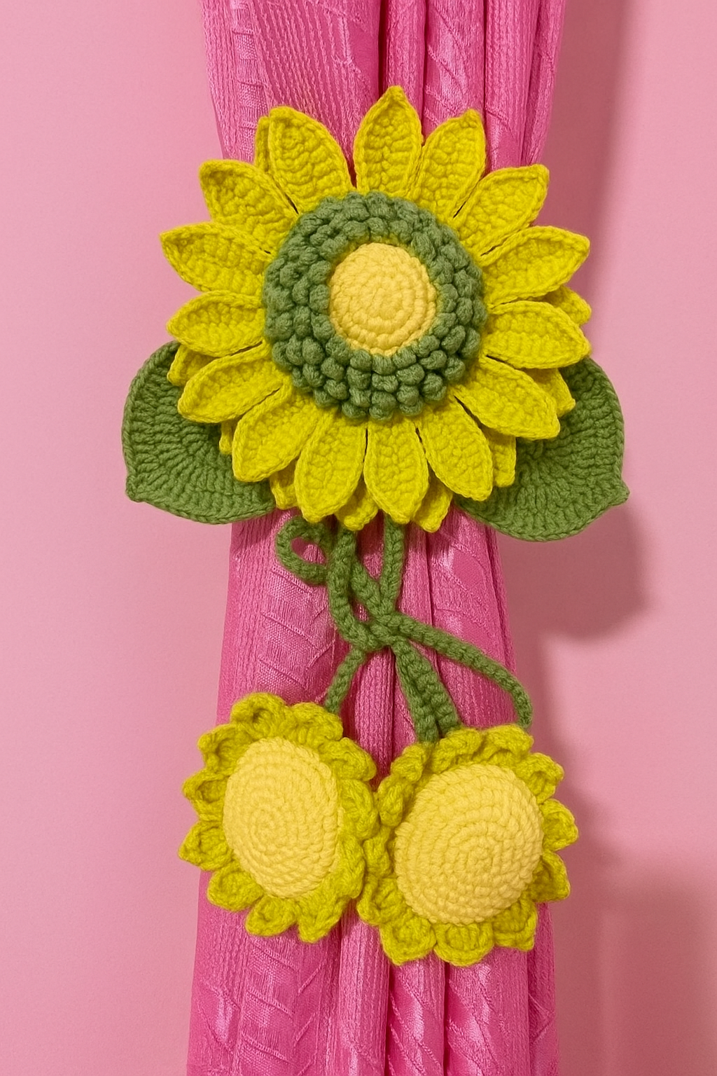 Cheerful Handmade Crochet Sunflower Curtain Tie | Quirky Home Decor | Curtain Tie Back