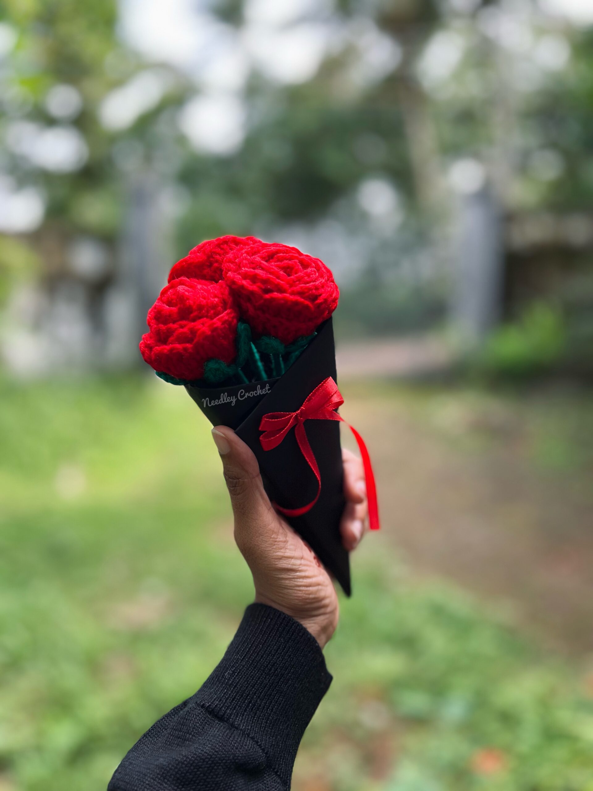 Crochet rose bouquet | Handmade Crochet Rose Flower Bouquet | Handcrafted Crochet Roses - Image 2