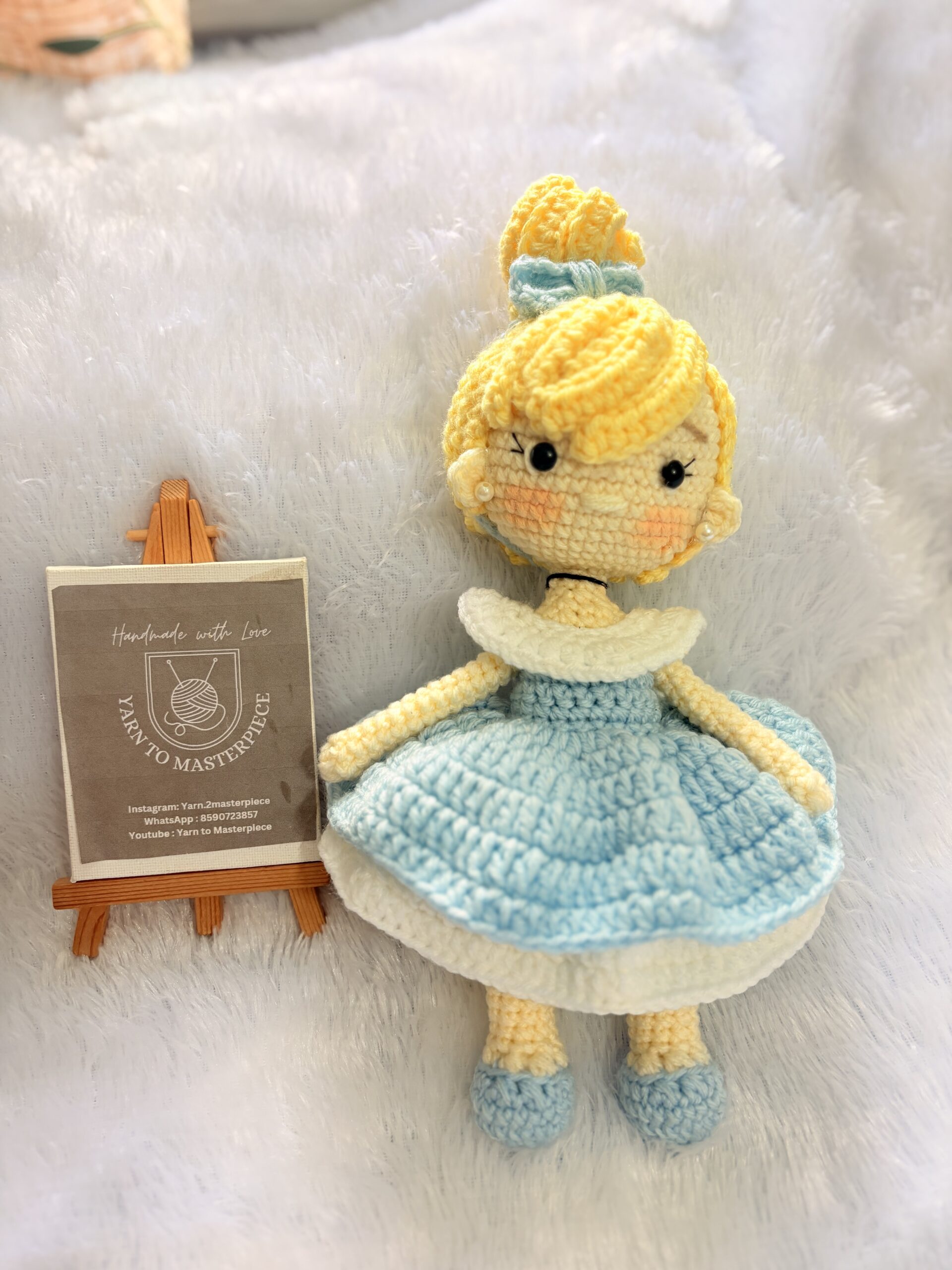 Crochet Cinderella Doll | handmade soft toy | Handmade Princess Toy | Nursery Decor - Image 4
