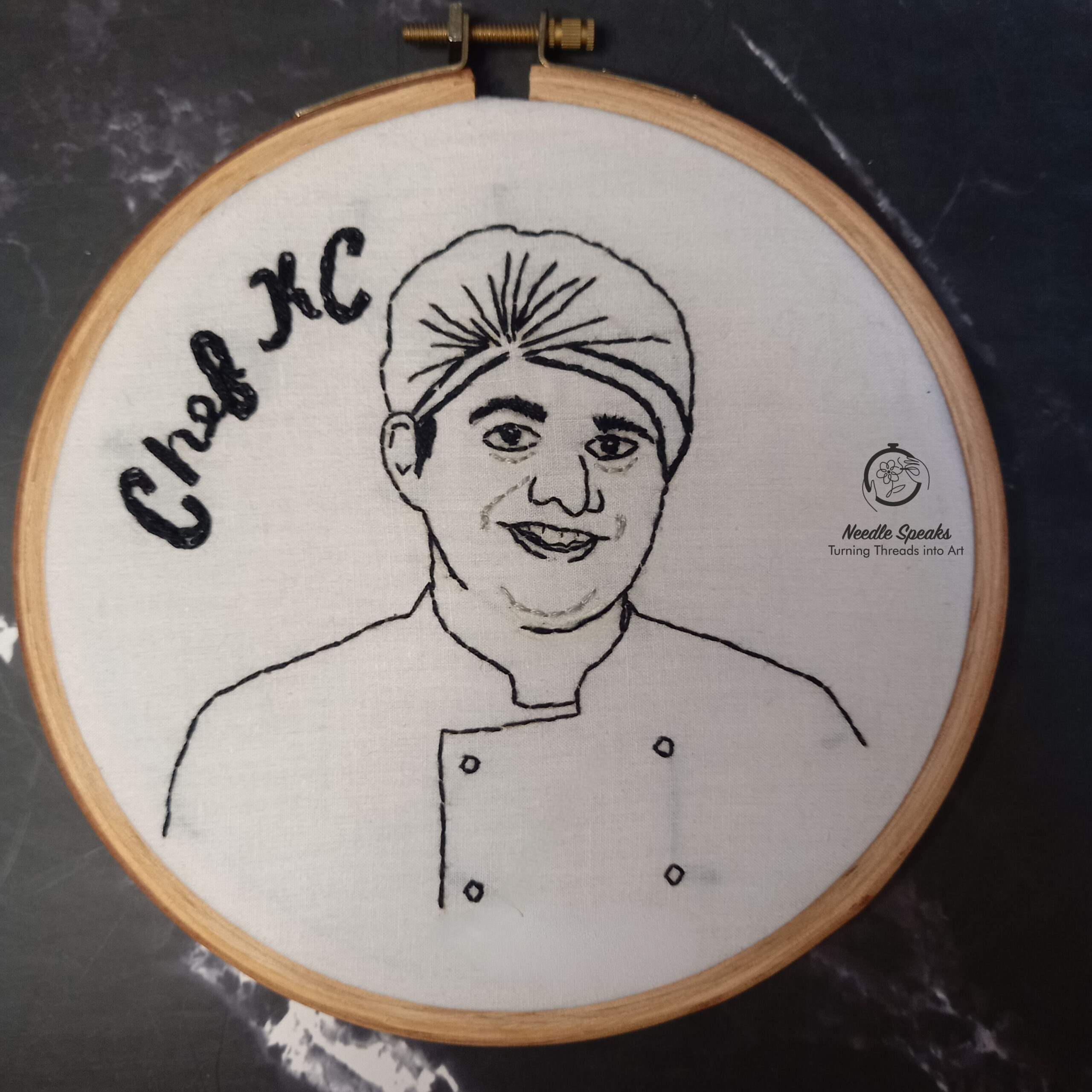 Outline embroidery portrait-hand embroidered/ hand embroidery/ wall decor/ wall frame/ personalized/ customized