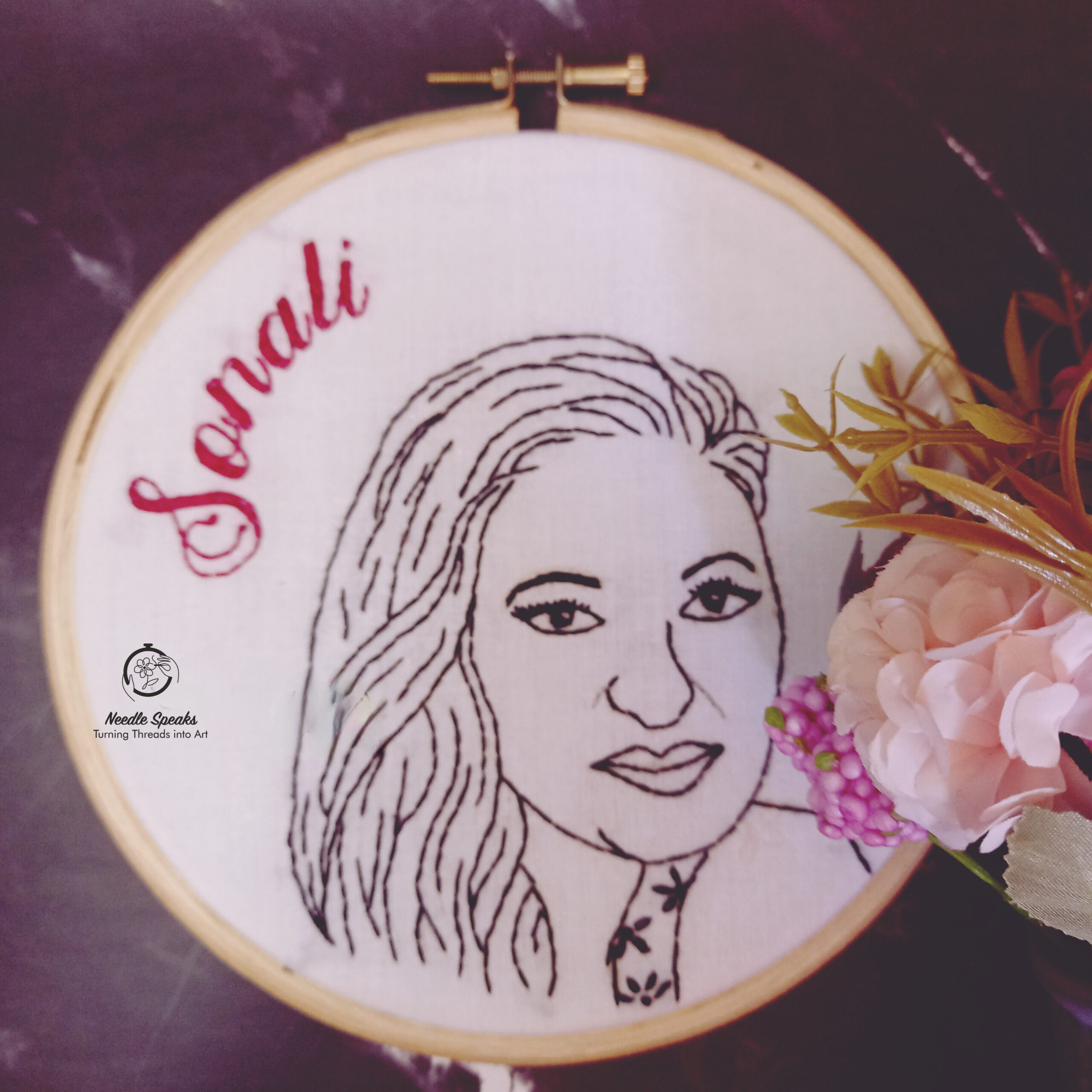 Outline embroidery portrait-hand embroidered/ hand embroidery/ wall decor/ wall frame/ personalized/ customized - Image 3