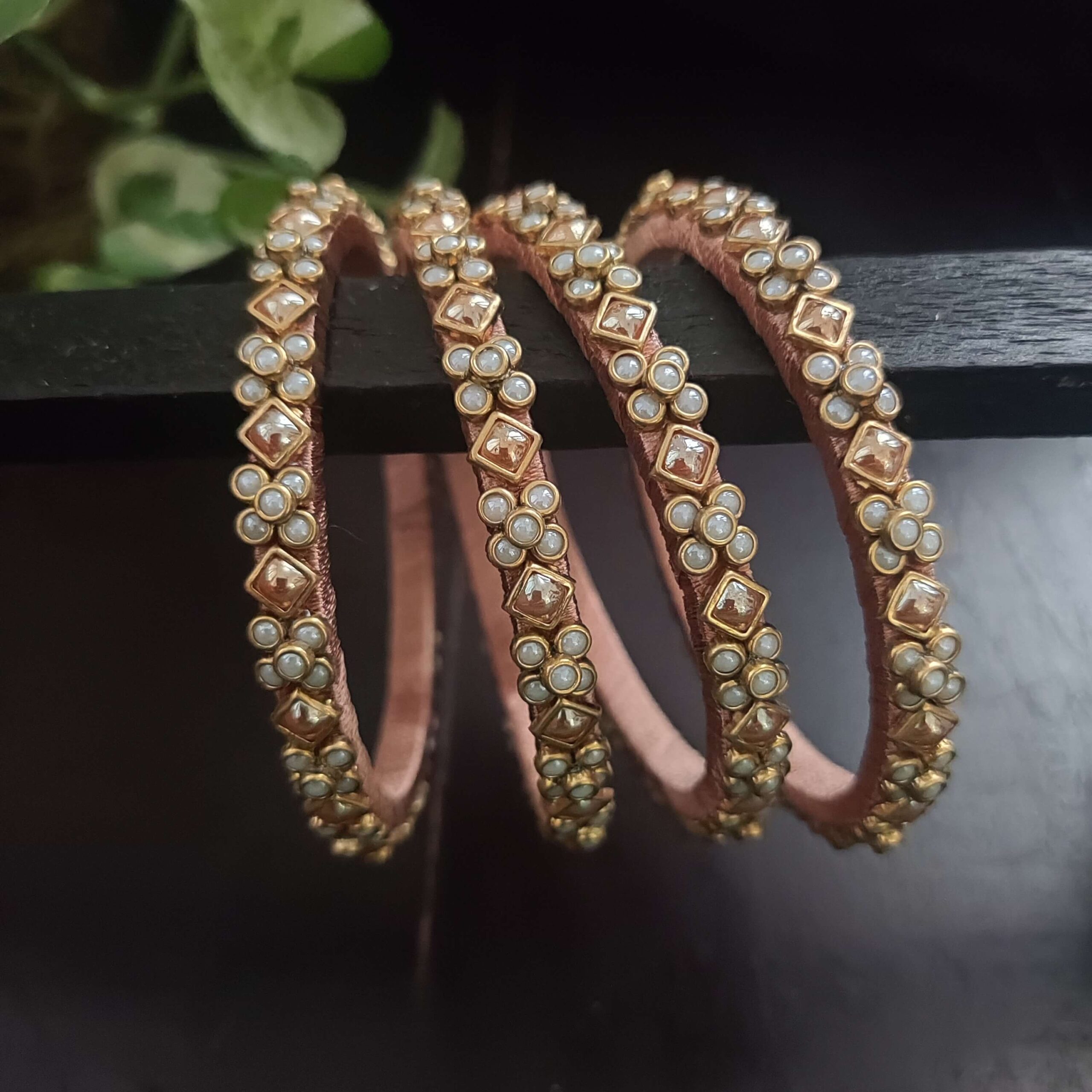 pearl and gold kundan bangles
