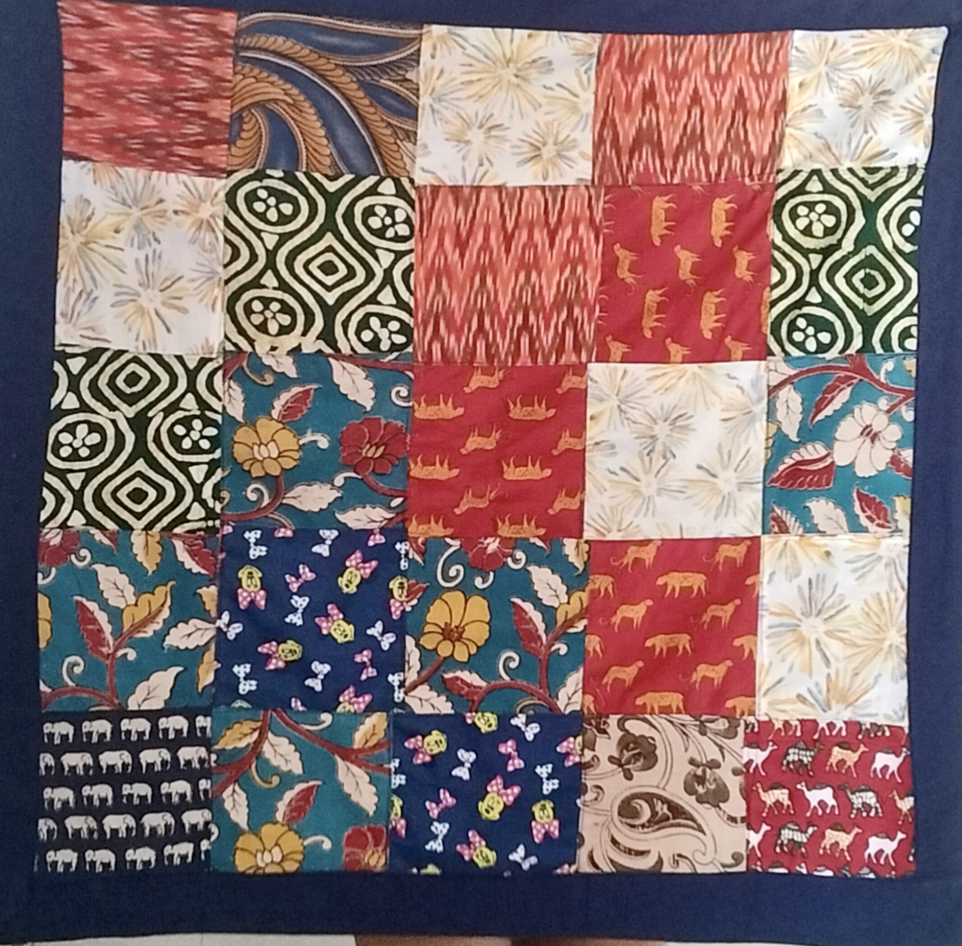 Multicolor Patchwork Baby quilt - blue back | Handmade Baby Quilt - 30 inch to 30 inch - Image 2