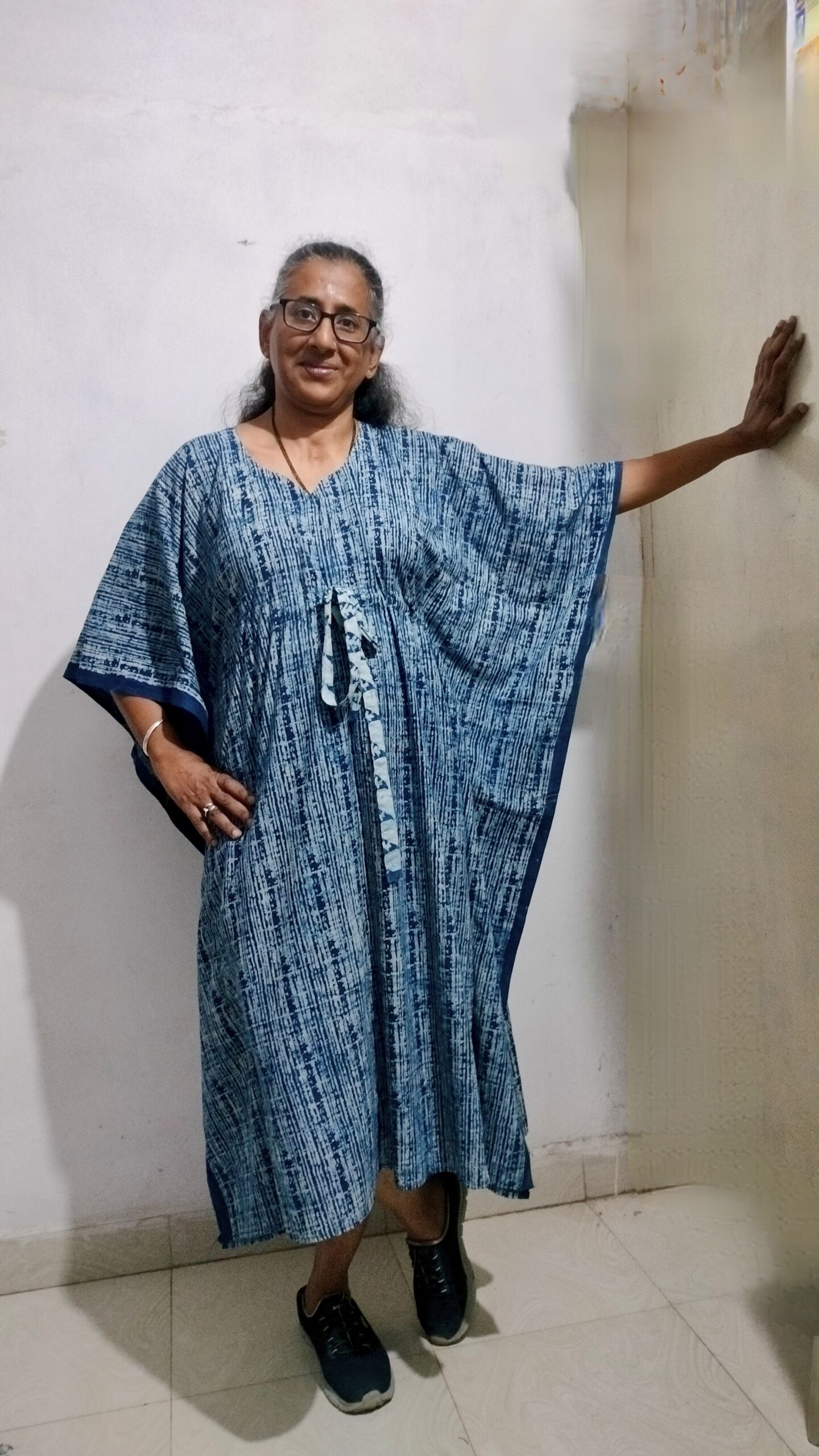 Freesize Ladies Drawstring Kaftan - Indigo