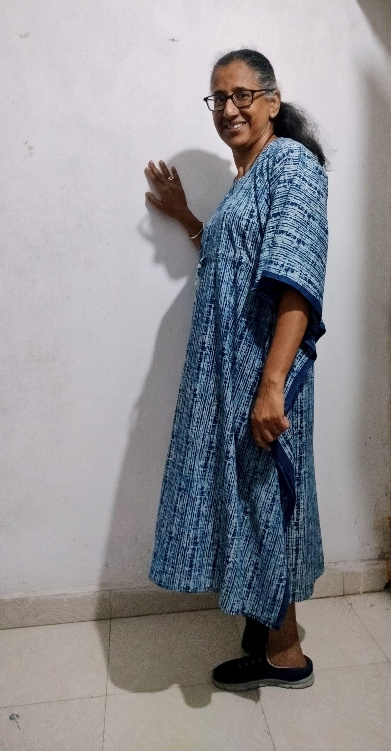 Freesize Ladies Drawstring Kaftan - Indigo - Image 2